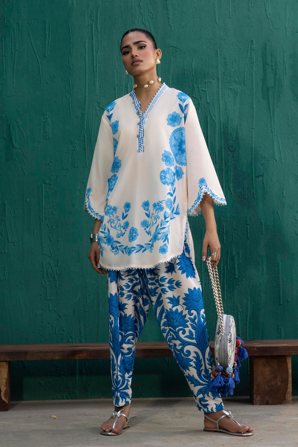 Stitched Printed Viscose Shirt+ Shalwar