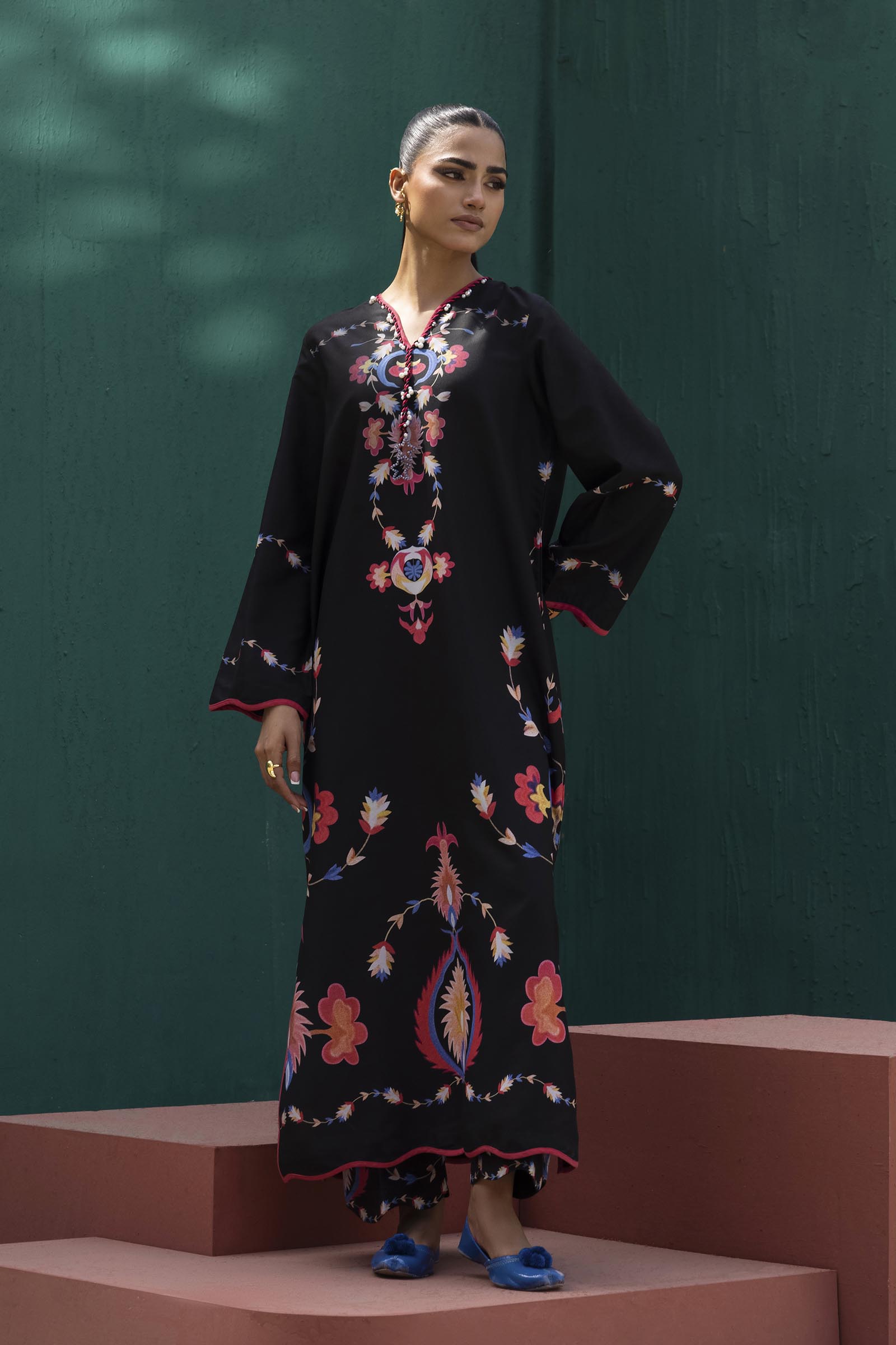Stitched Printed Viscose Shirt+ Culotte