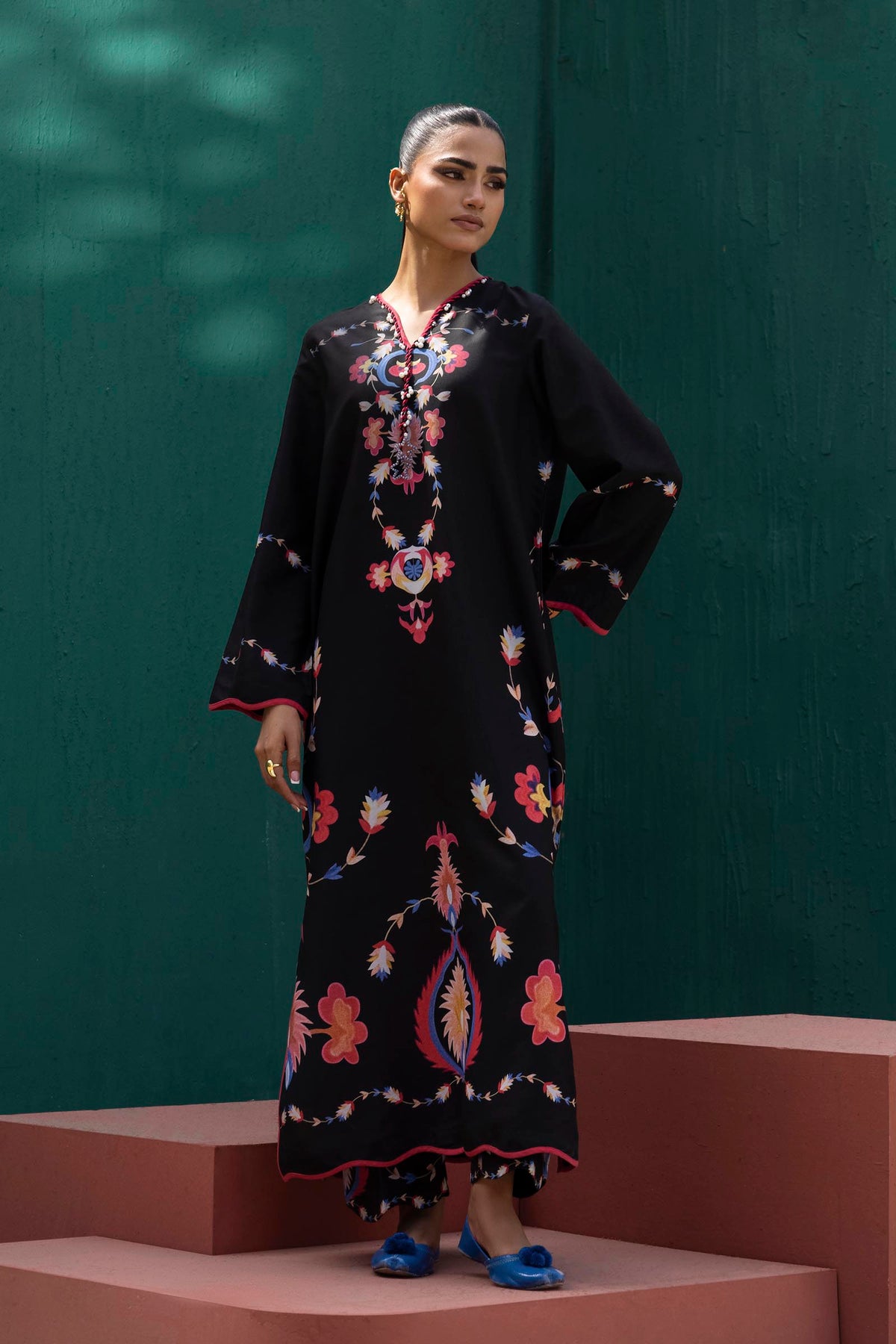 Stitched Printed Viscose Shirt+ Culotte