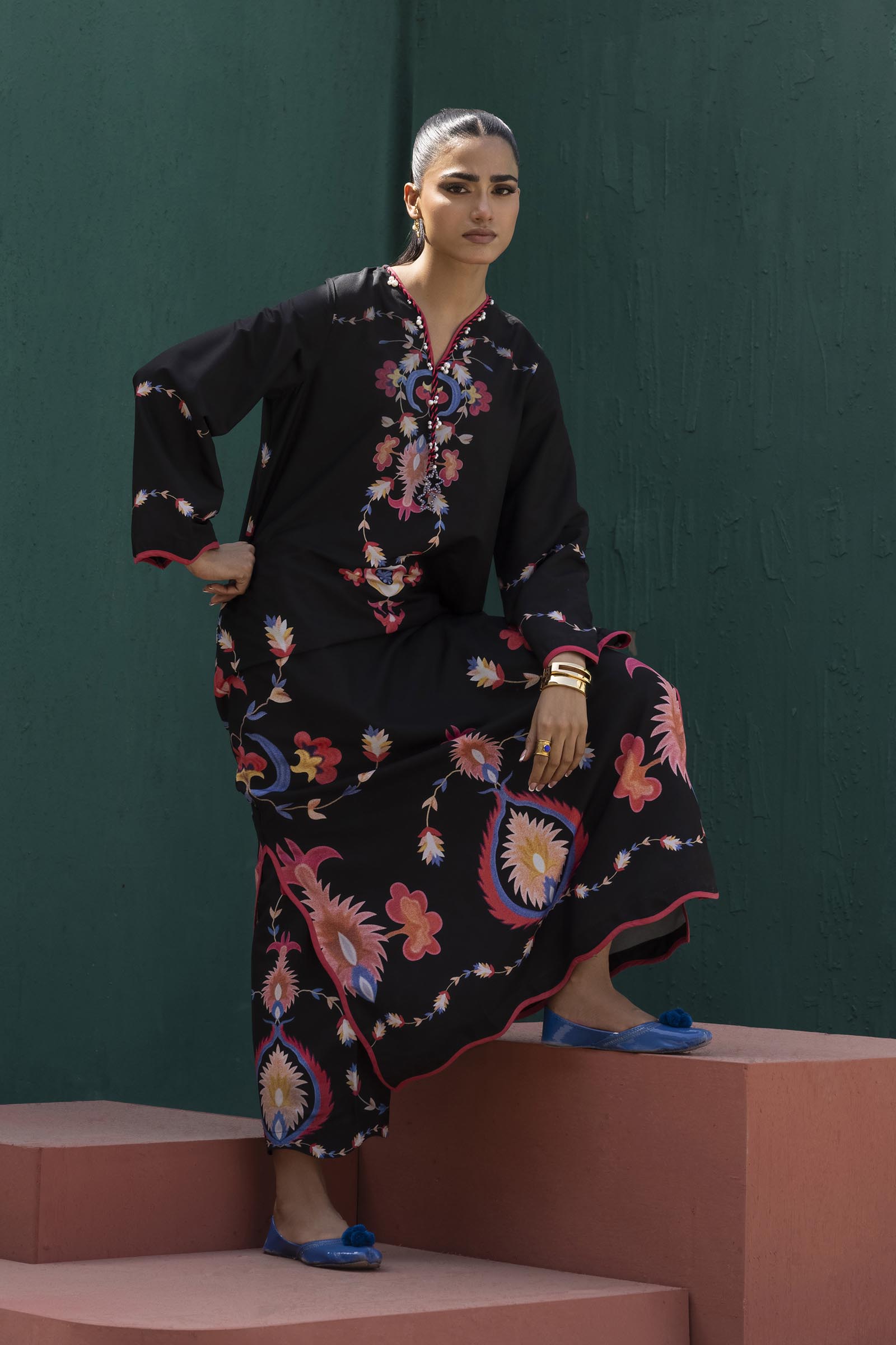 Stitched Printed Viscose Shirt+ Culotte