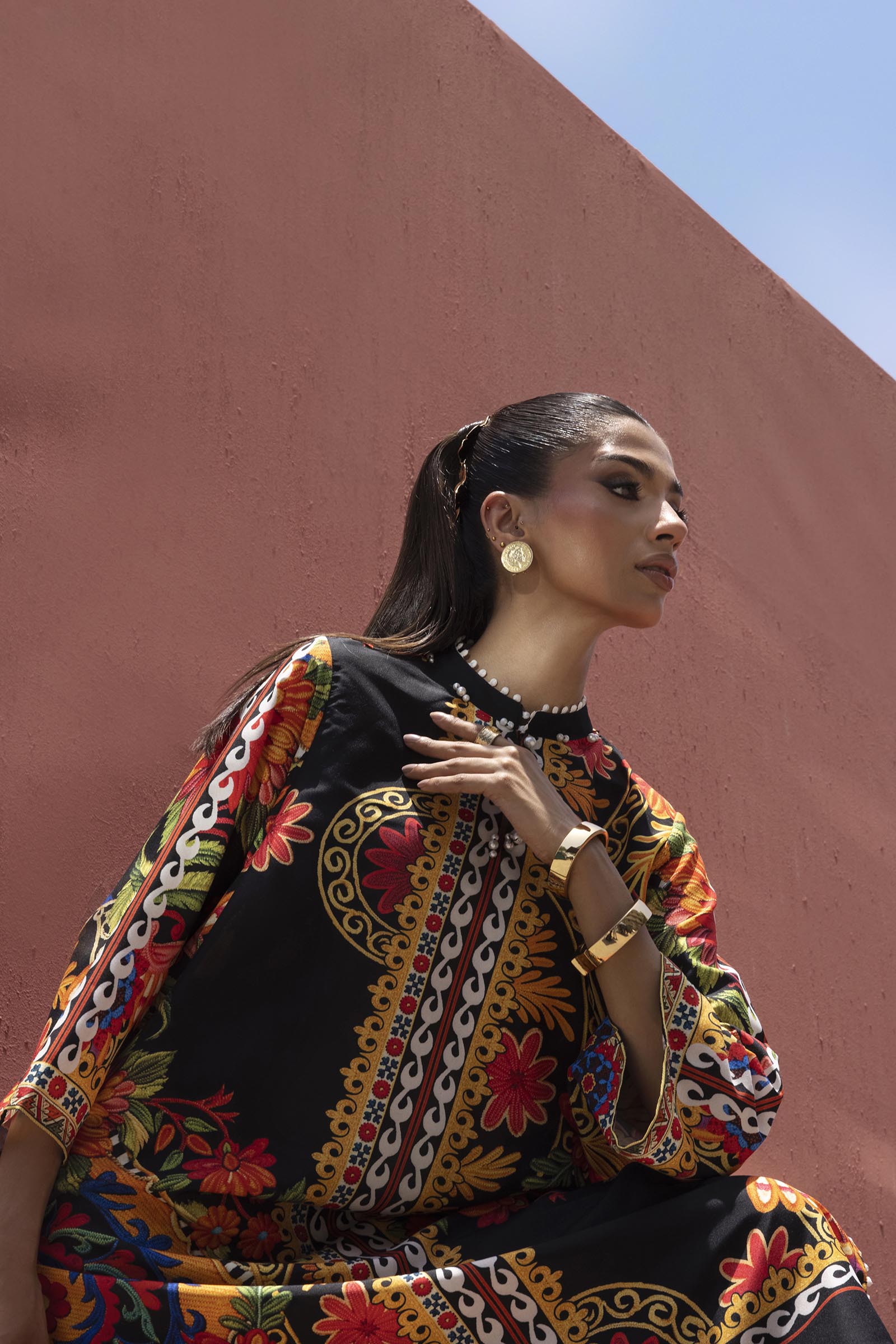 Stitched Printed Viscose Shirt+ Culotte