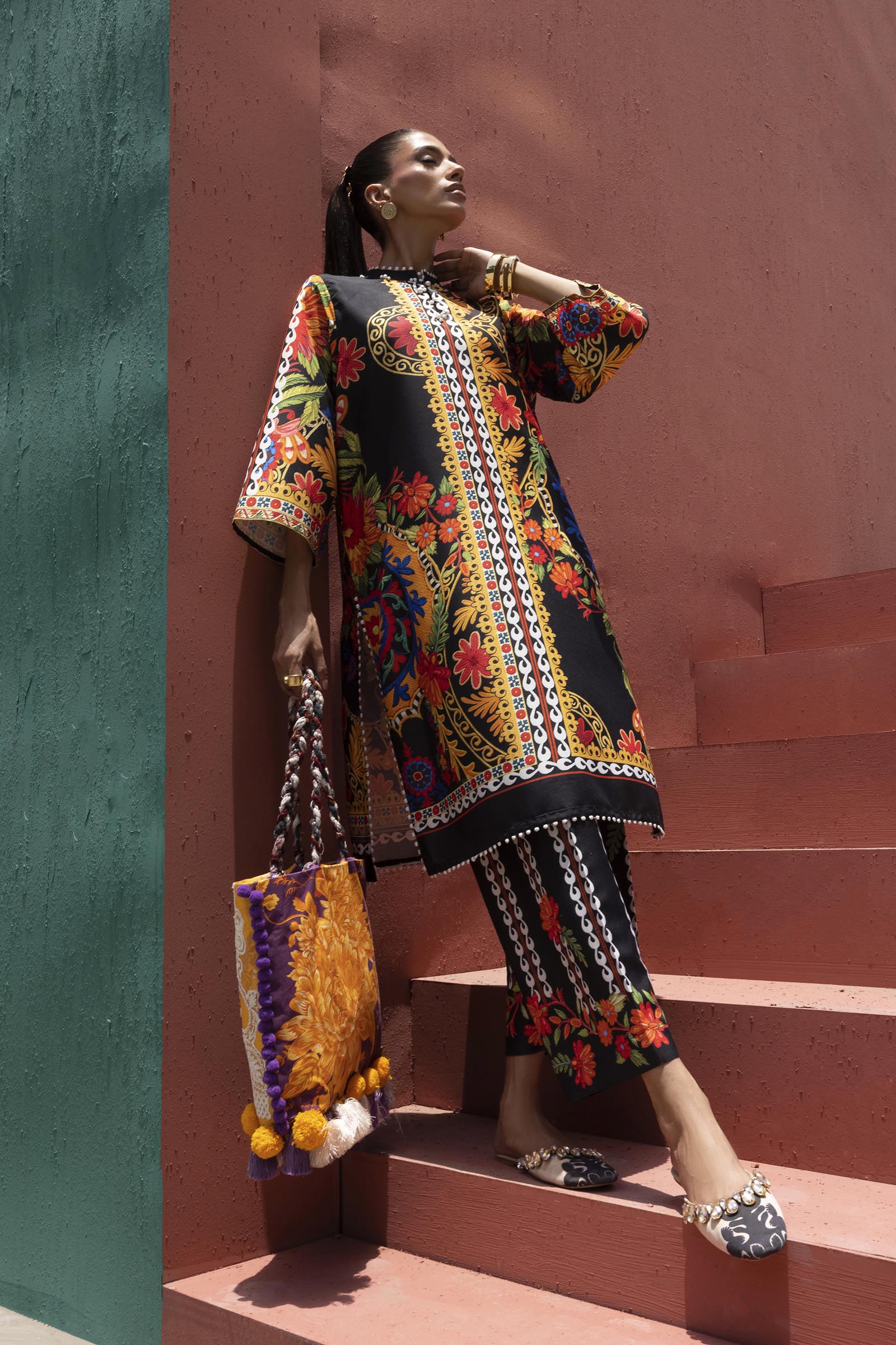 Stitched Printed Viscose Shirt+ Culotte