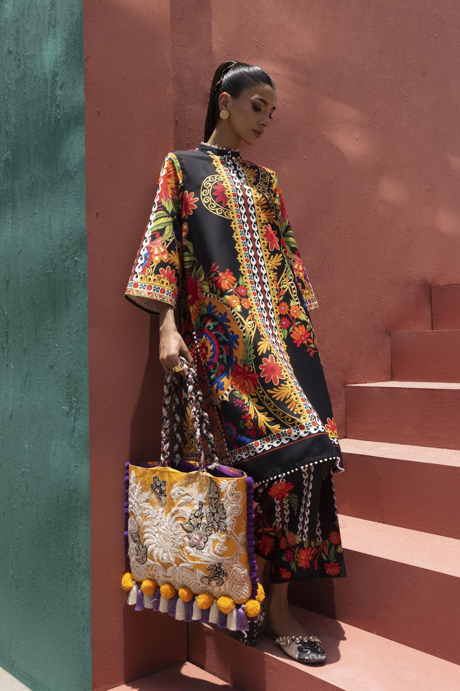 Stitched Printed Viscose Shirt+ Culotte