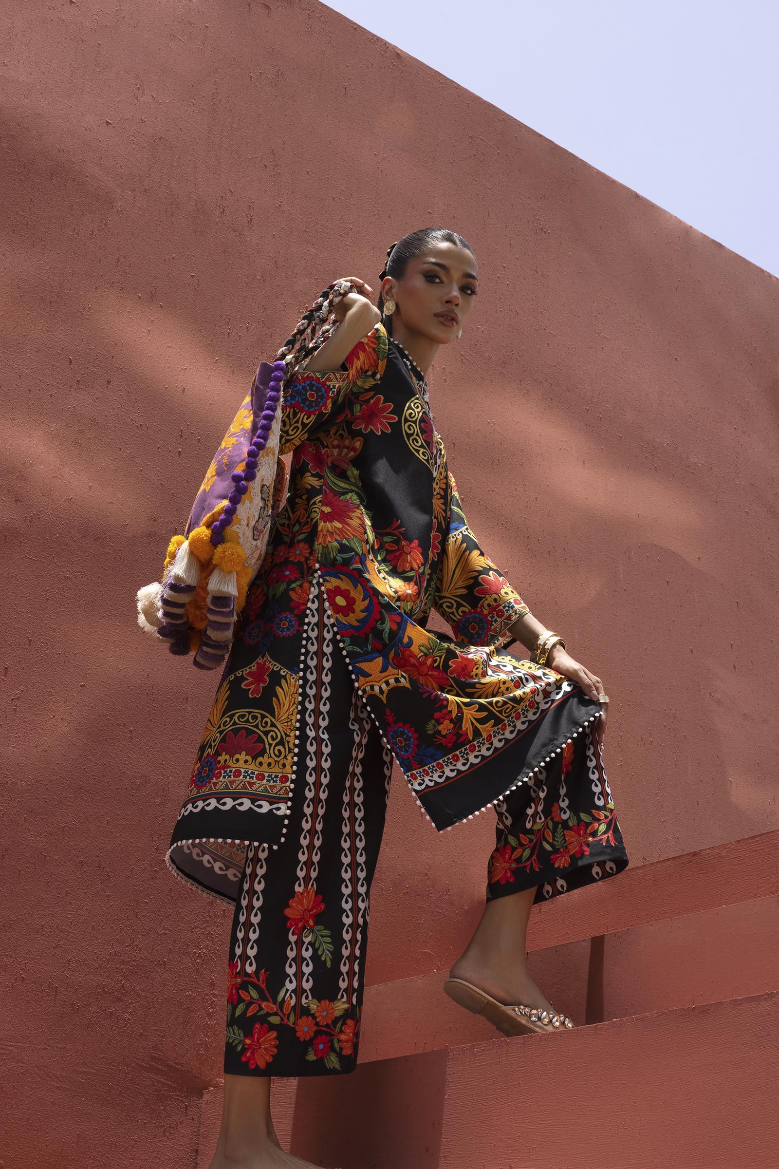 Stitched Printed Viscose Shirt+ Culotte