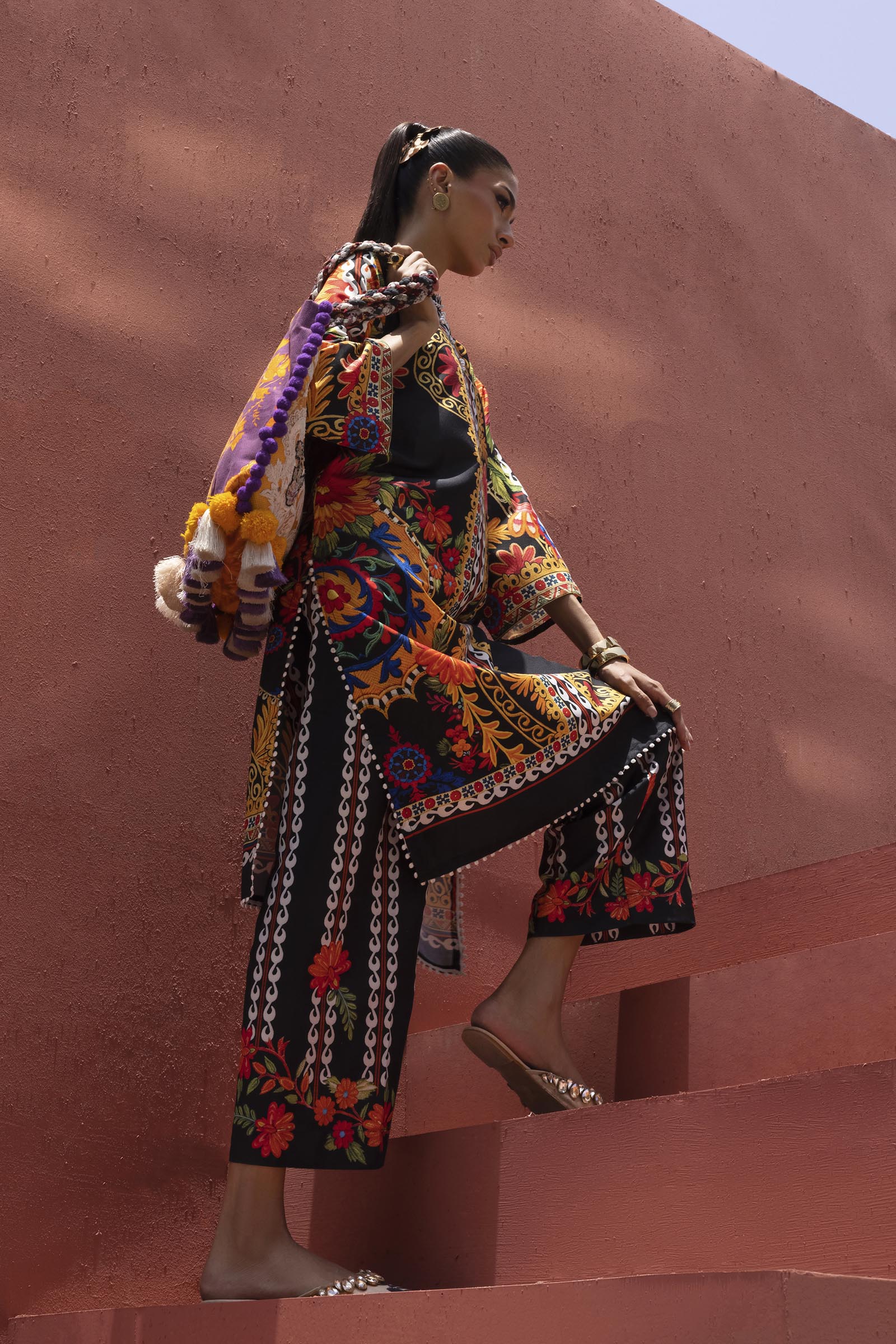 Stitched Printed Viscose Shirt+ Culotte