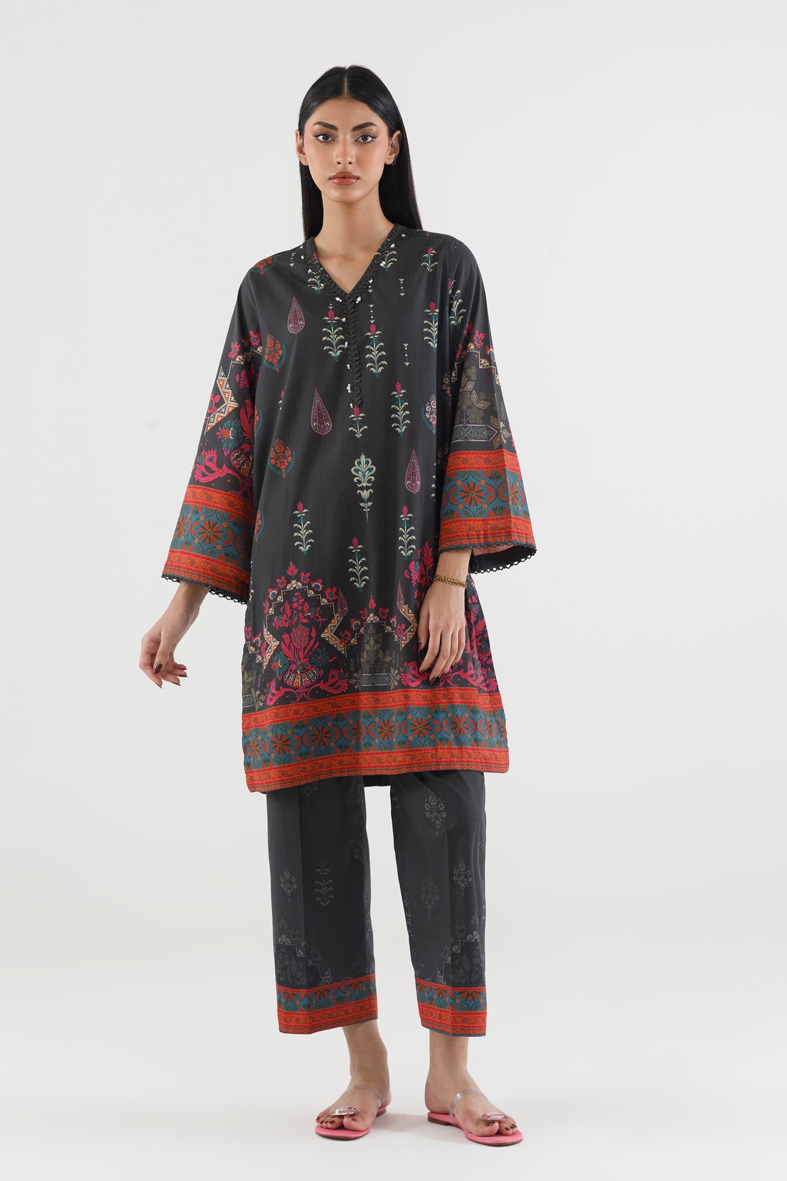 Stitched Printed Lawn Shirt+ Culotte