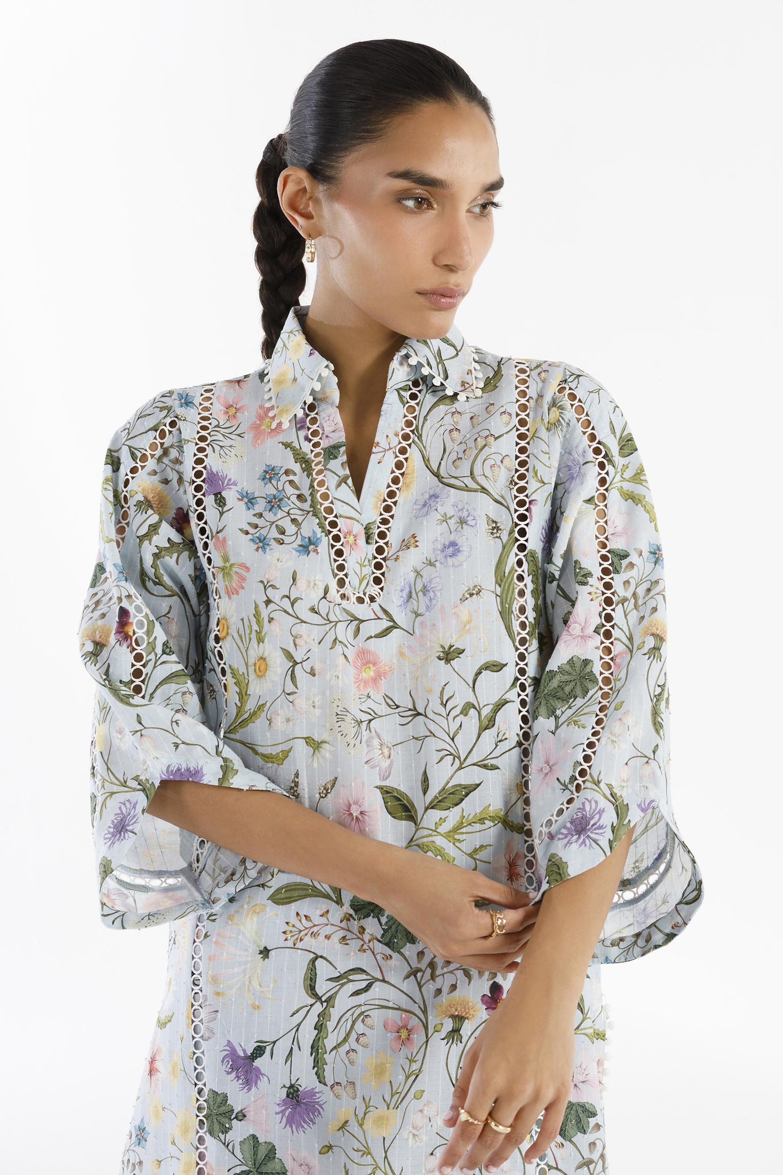 Stitched Printed Brochia Shirt+ Culotte