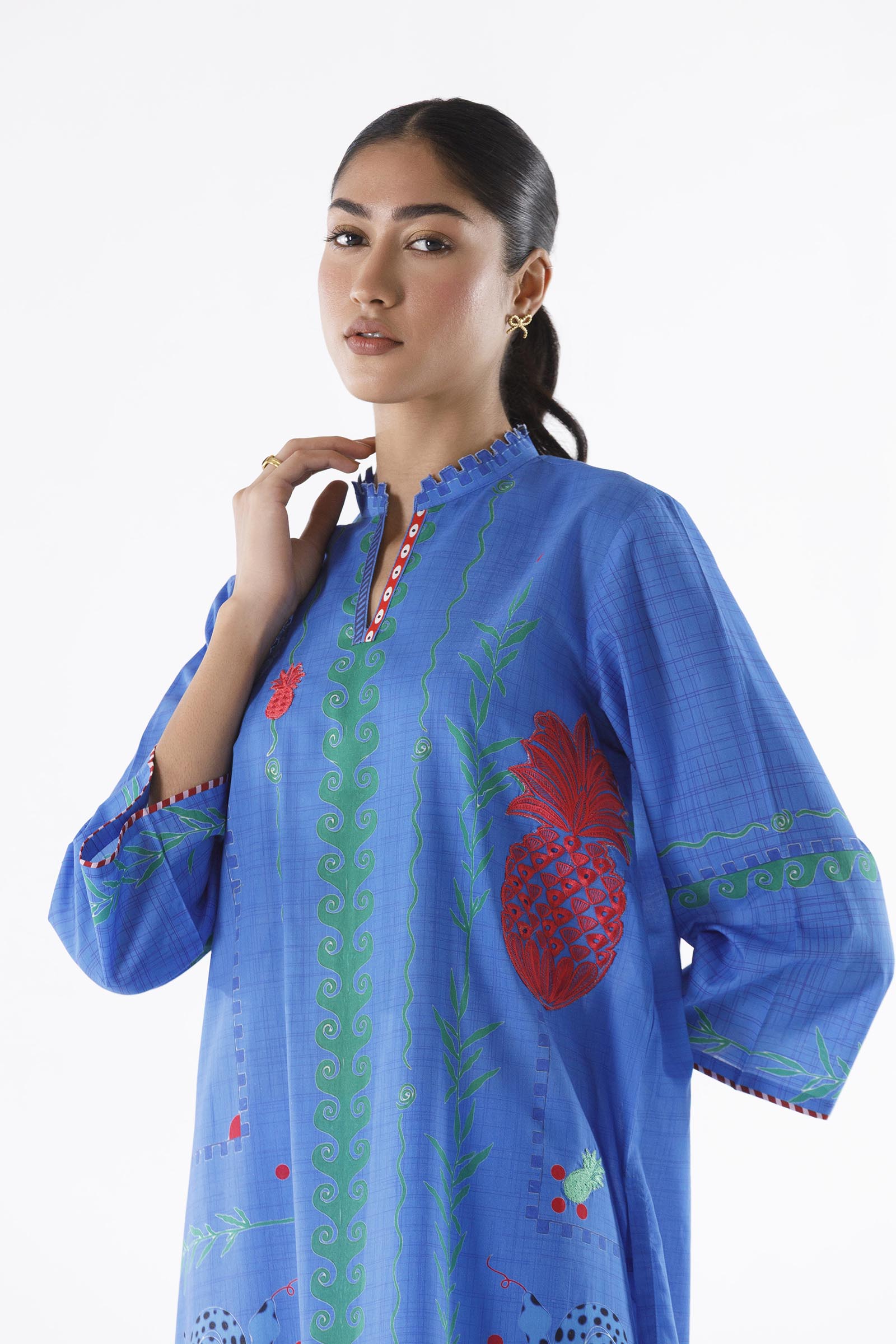 Stitched Embroidered Lawn Shirt + Culotte