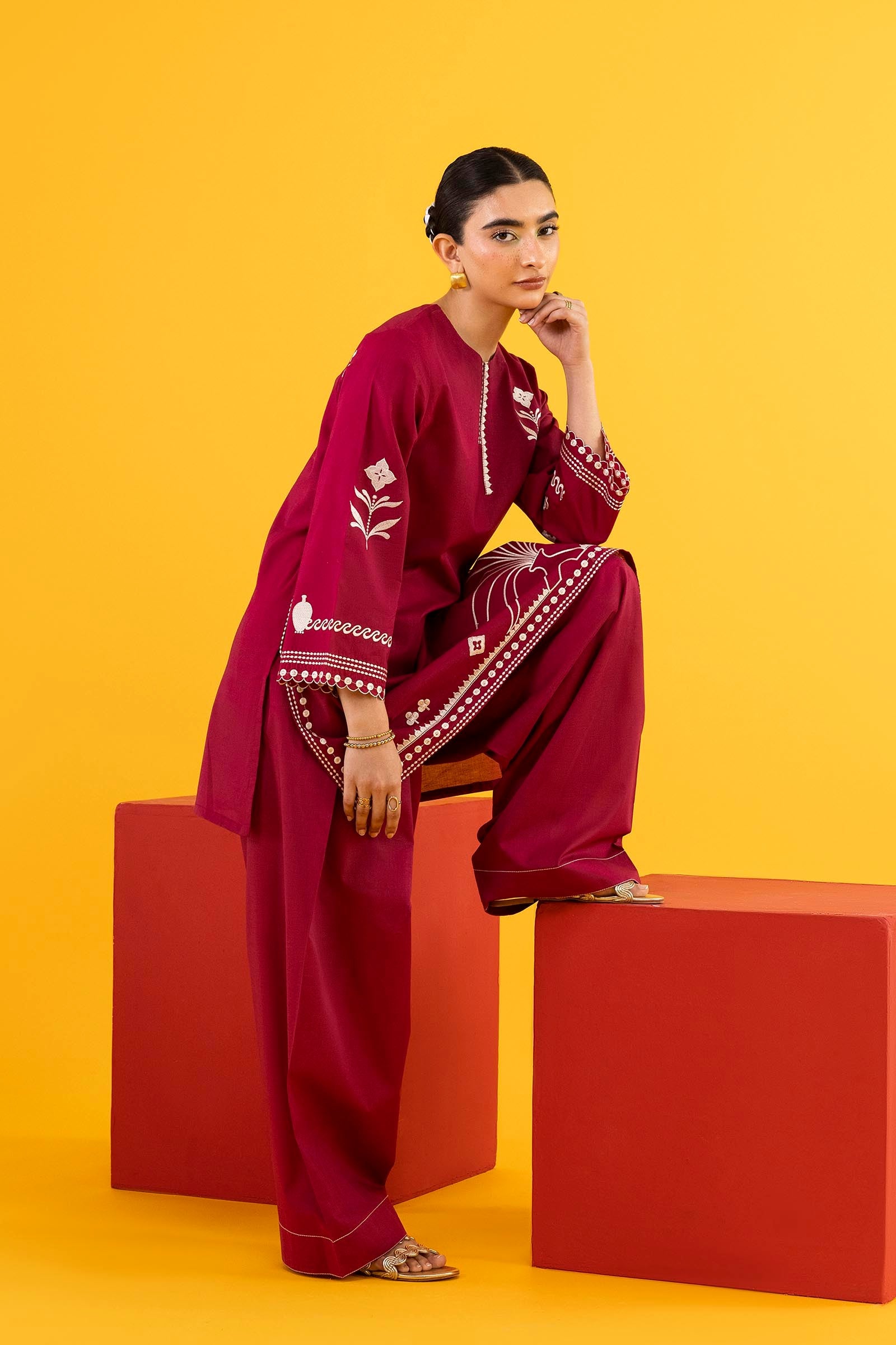 Stitched Embroidered Lawn Shirt + Shalwar