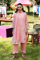 Stitched Embroidered Slub Lawn Suit
