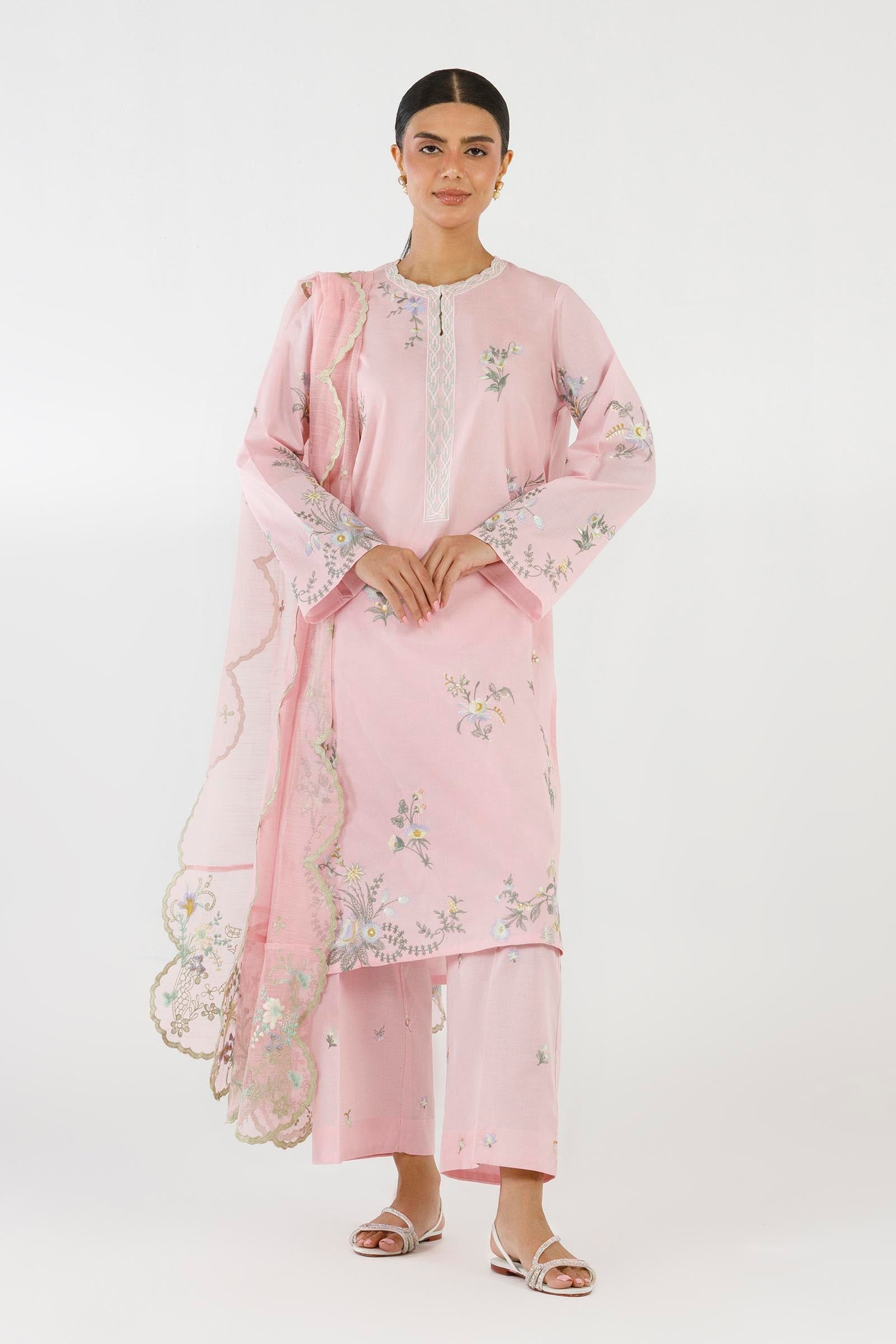 Stitched Embroidered Lawn Suit