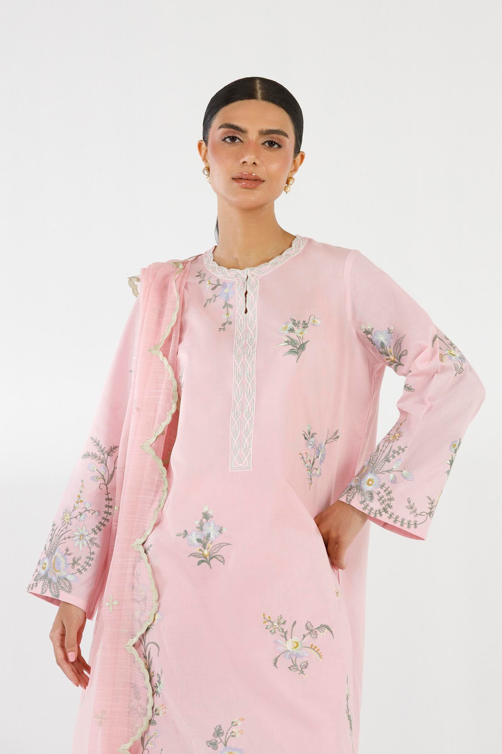 Stitched Embroidered Lawn Suit