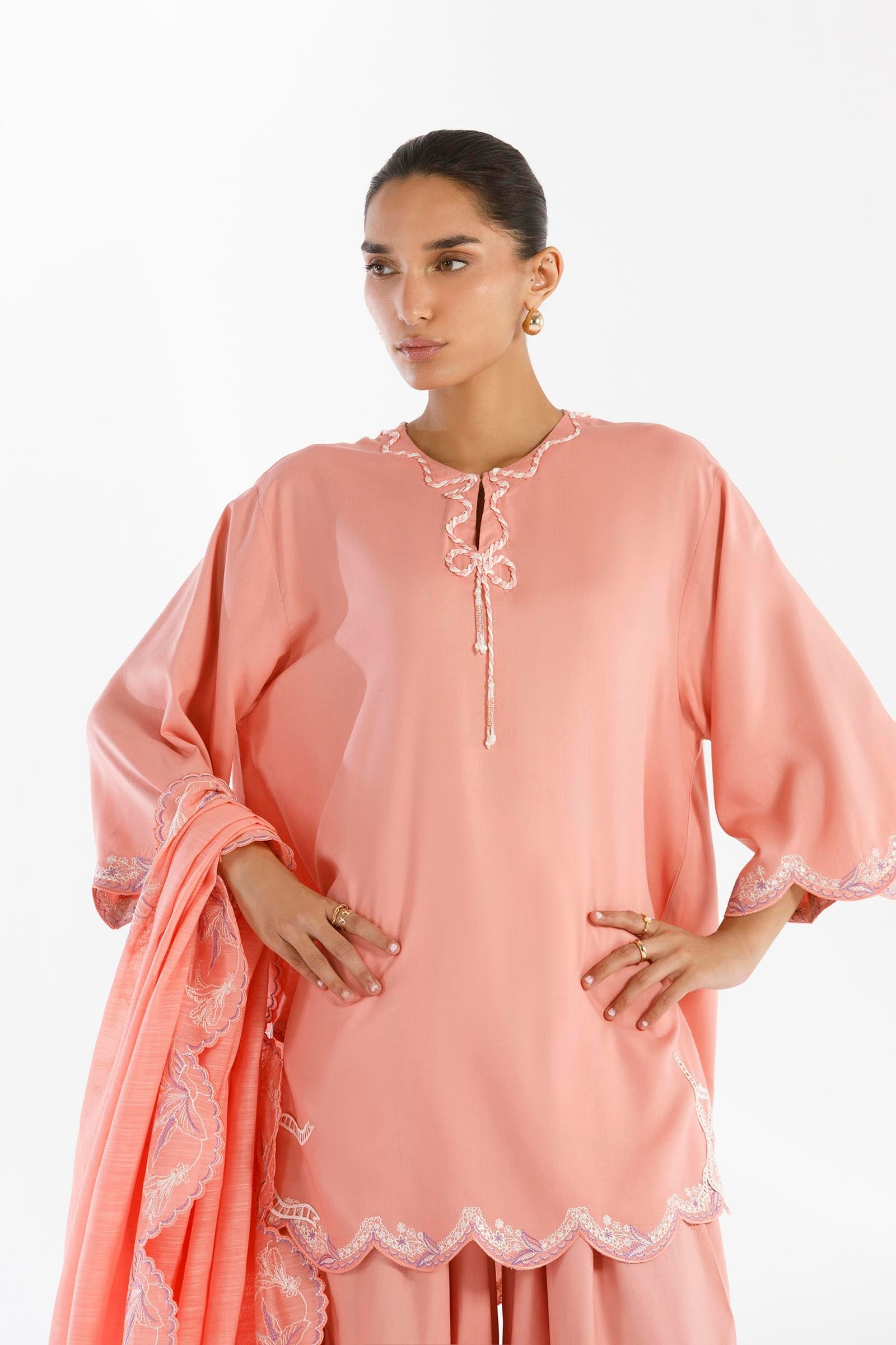 Stitched Embroidered Linen Suit