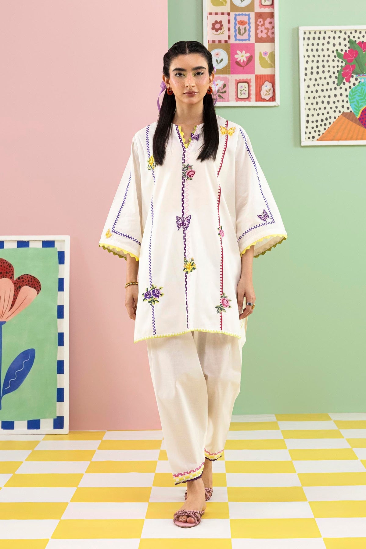 Stitched Embroidered Lawn Shirt+ Shalwar