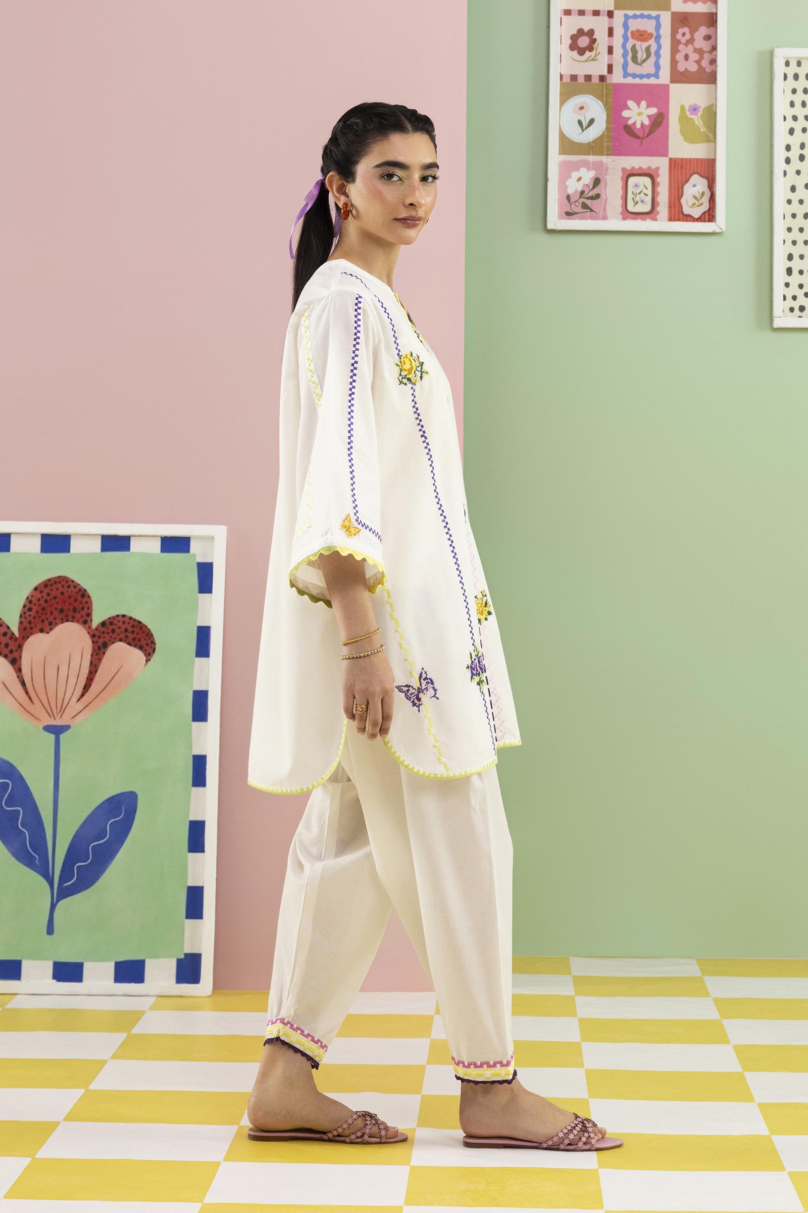 Stitched Embroidered Lawn Shirt+ Shalwar