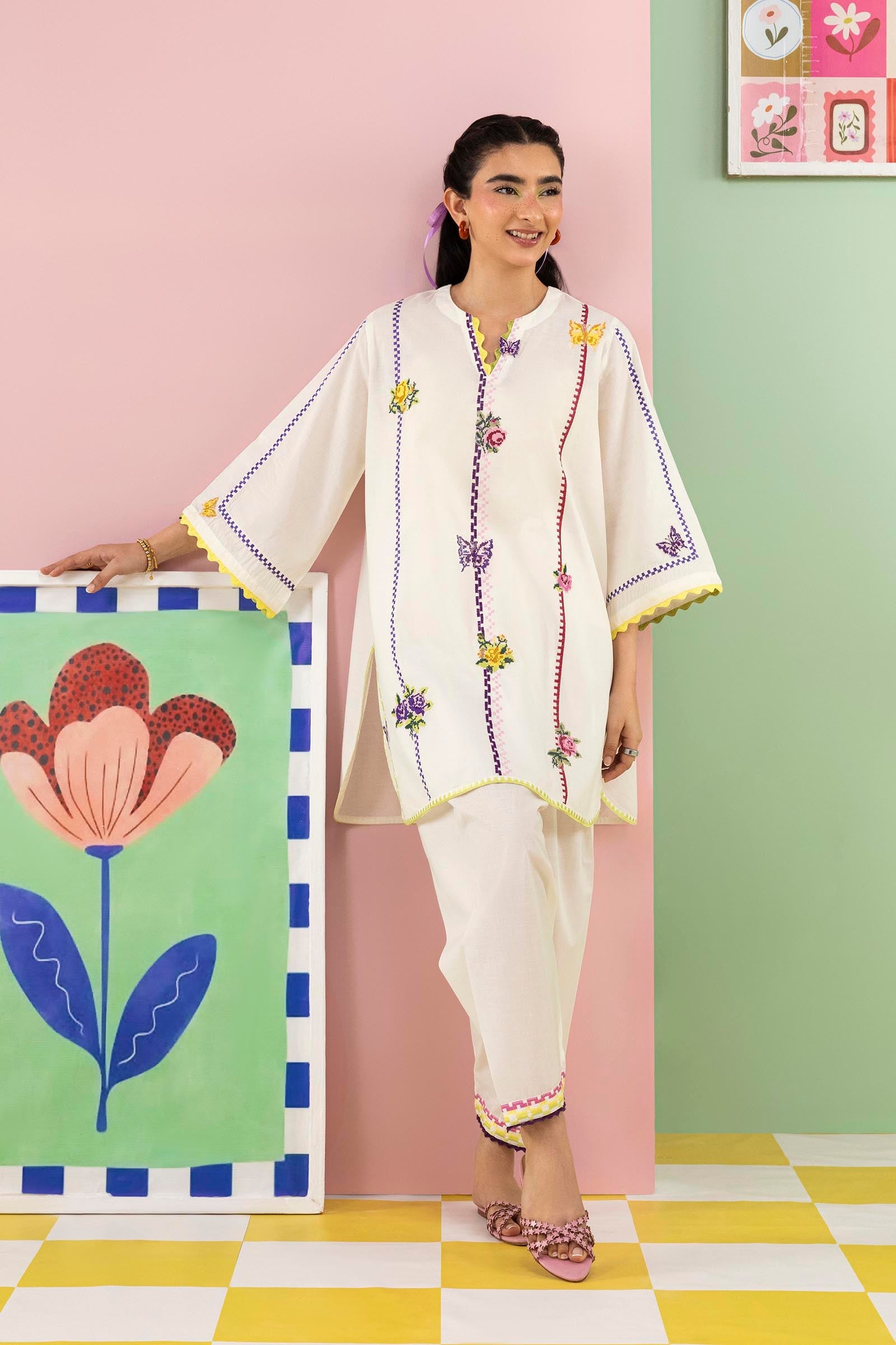 Stitched Embroidered Lawn Shirt+ Shalwar
