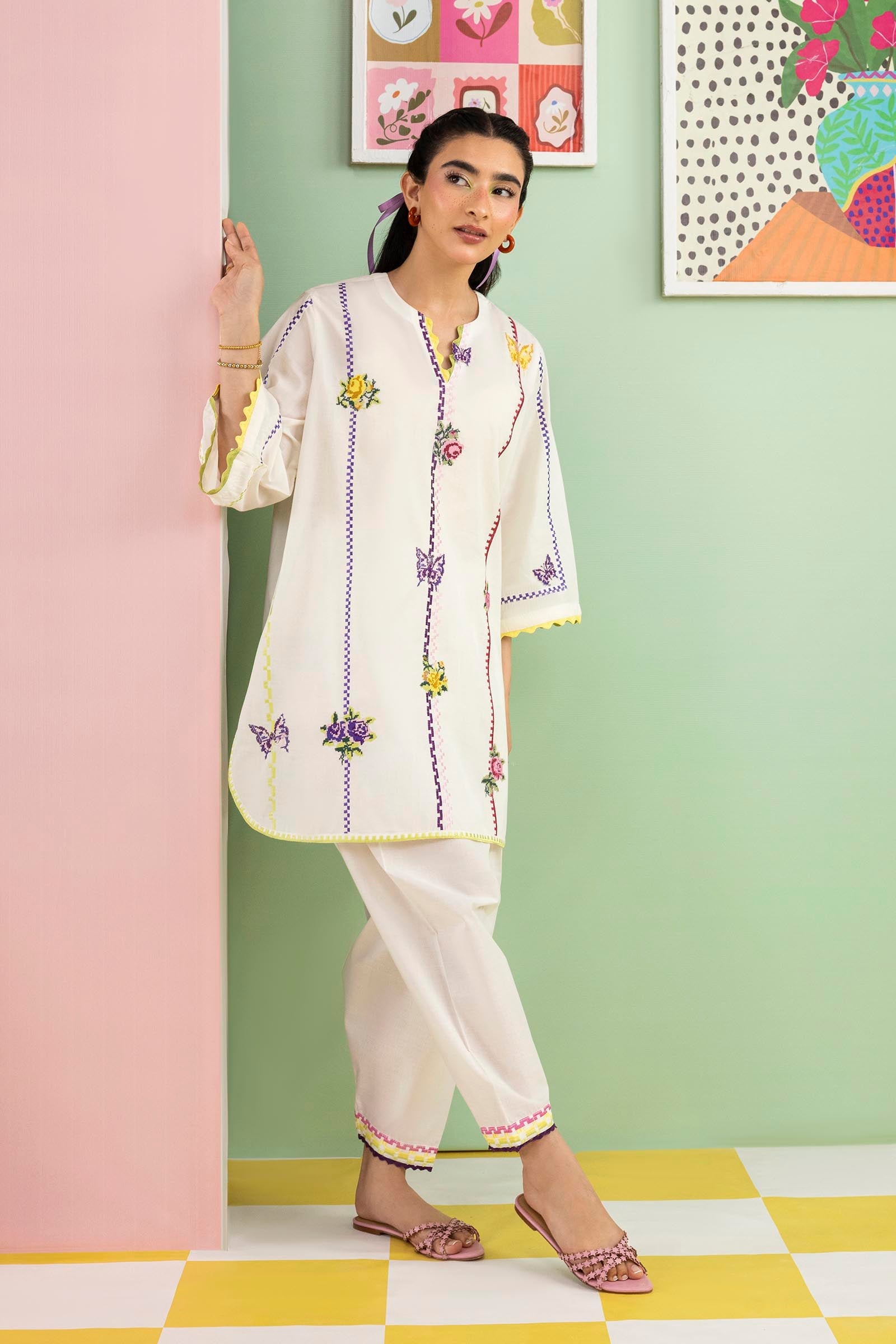 Stitched Embroidered Lawn Shirt+ Shalwar