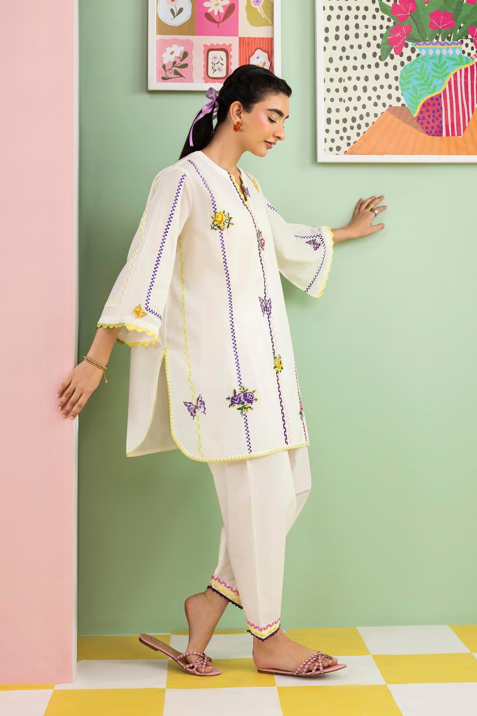 Stitched Embroidered Lawn Shirt+ Shalwar