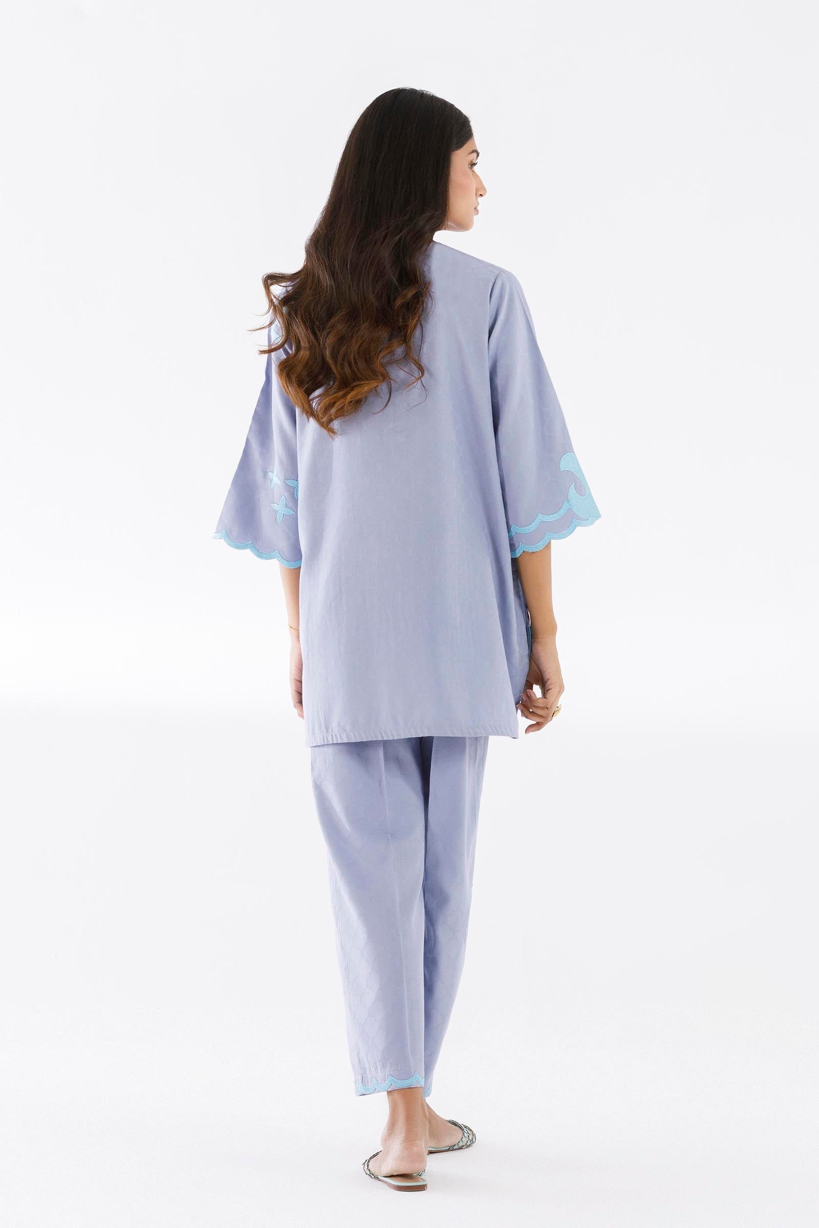Stitched Embroidered Dobby Shirt+ Culotte