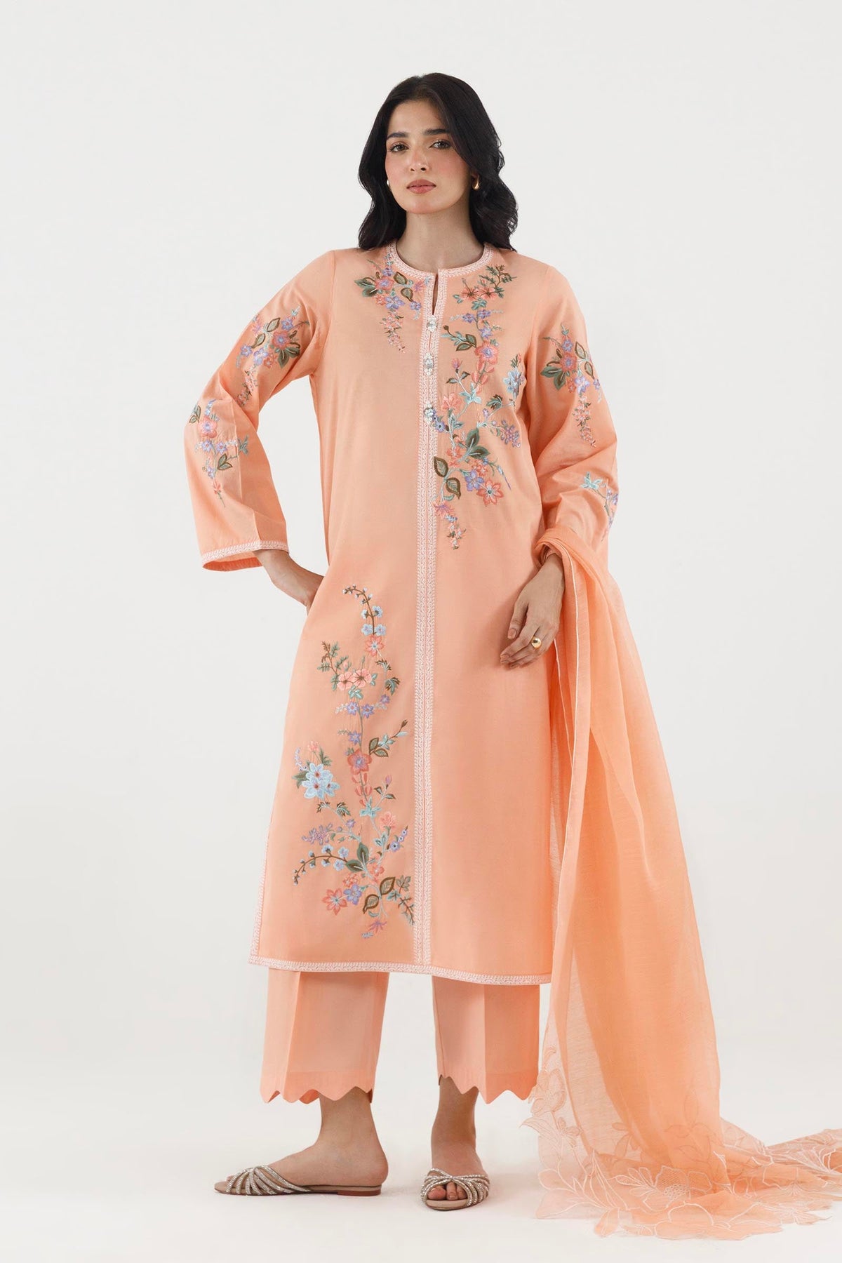 Stitched Embroidered Lawn Suit