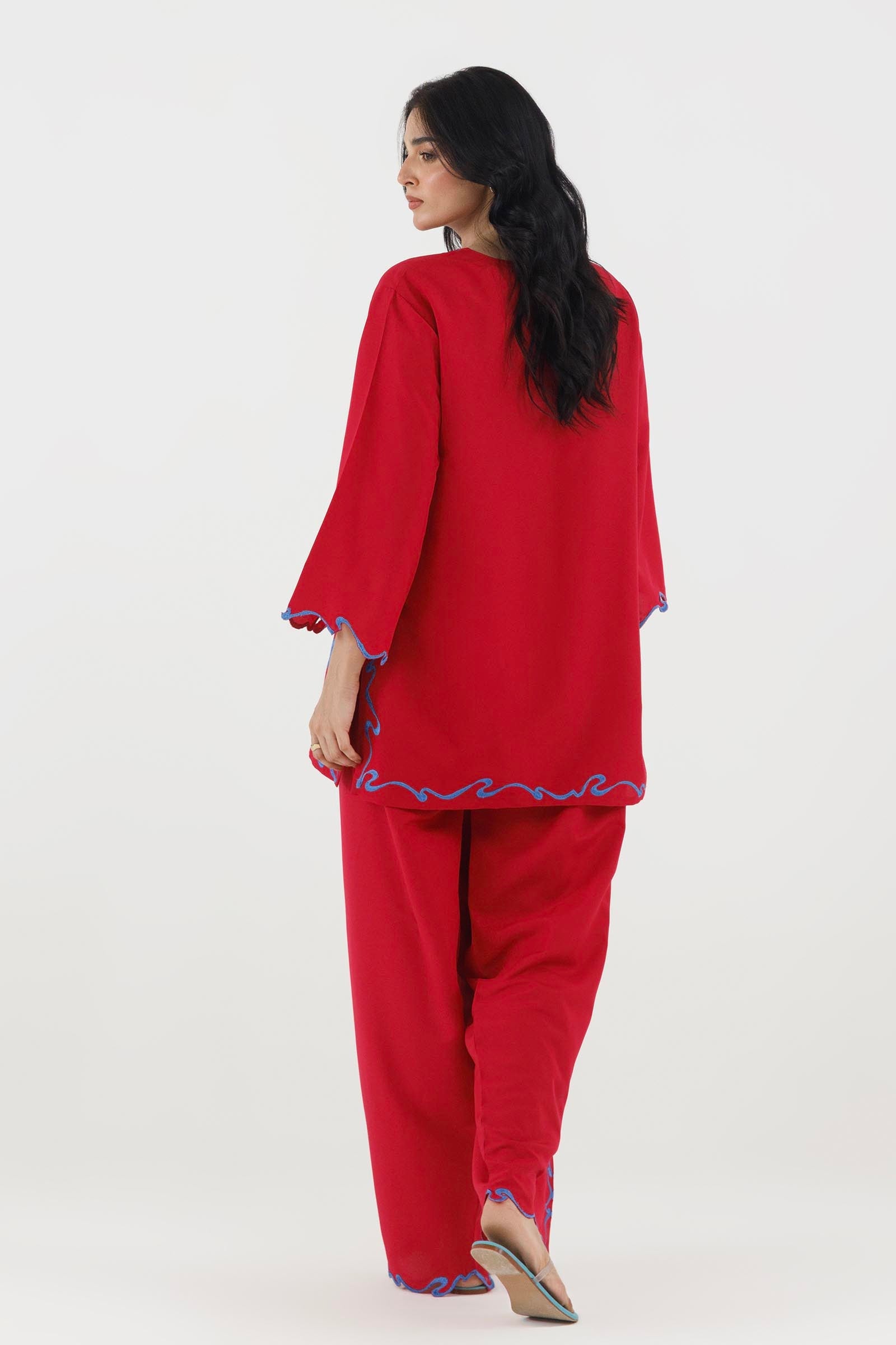 Stitched Embroidered Cambric Shirt+ Shalwar
