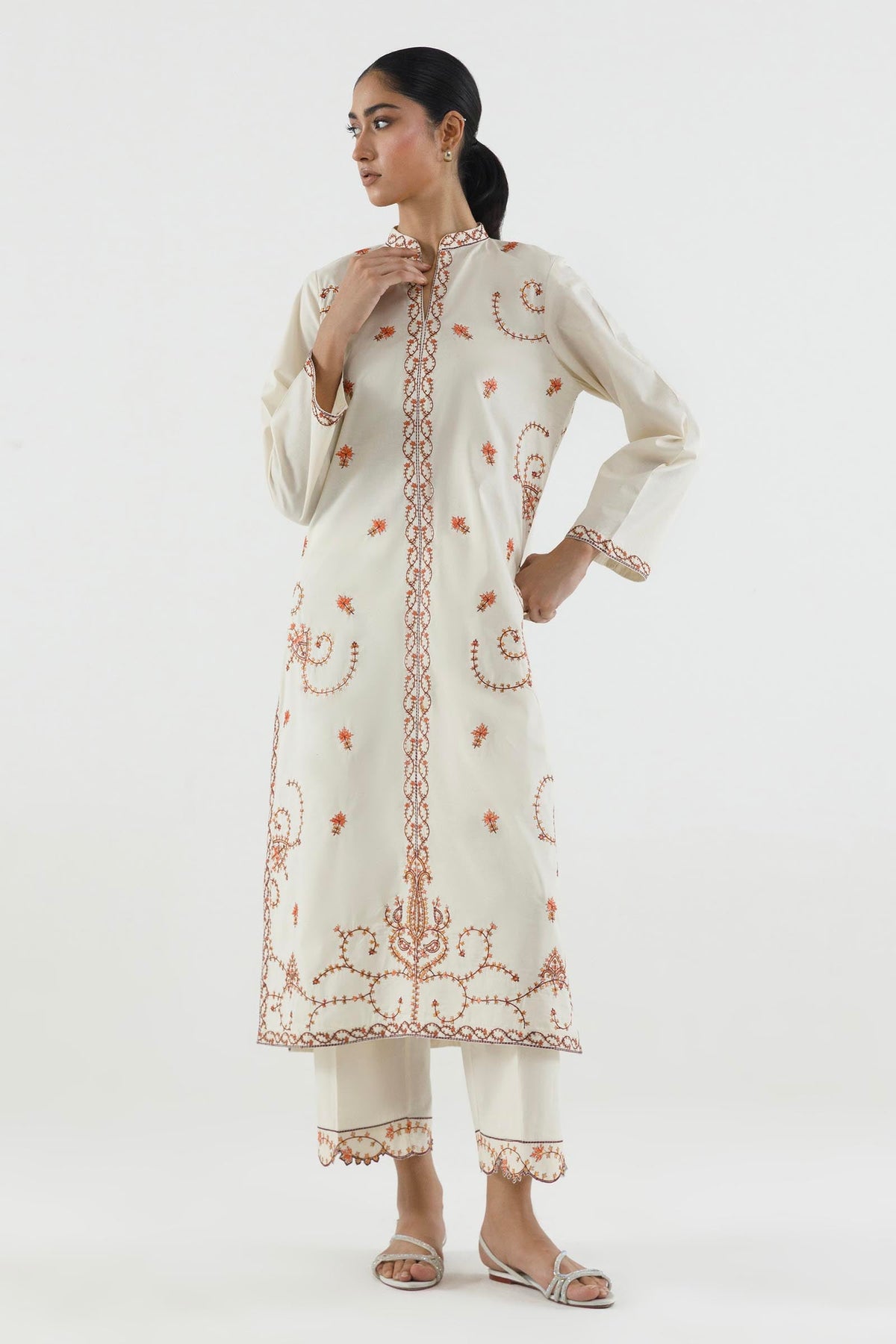 Stitched Embroidered Lawn Shirt+ Culotte