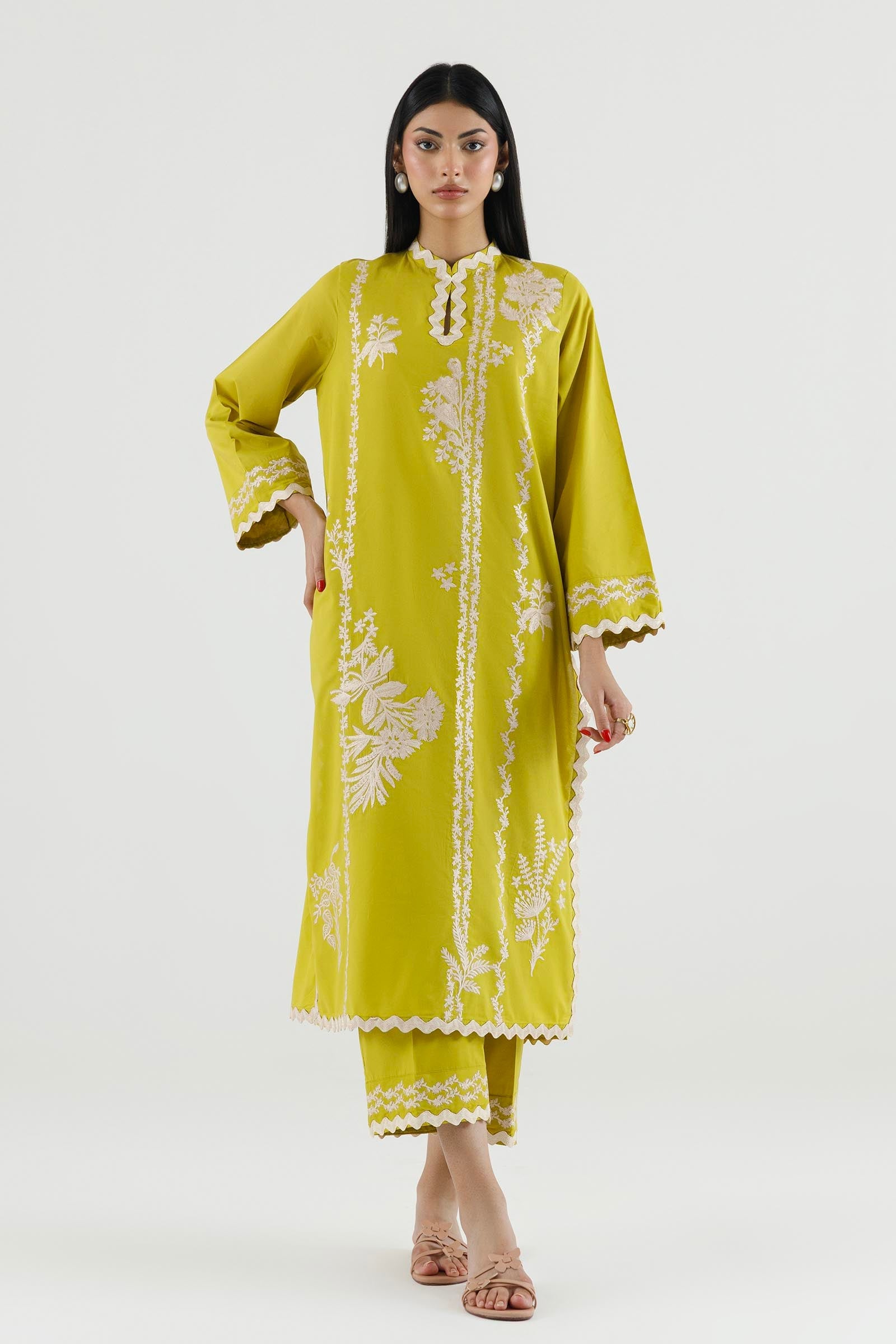 Stitched Embroidered Lawn Shirt+ Culotte