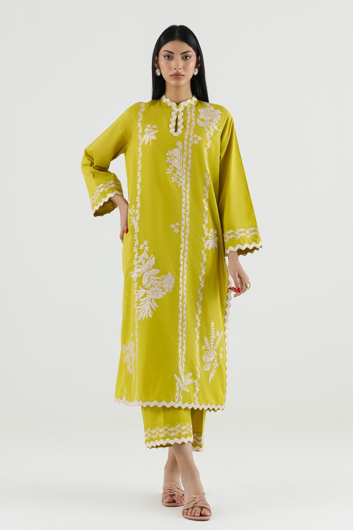 Stitched Embroidered Lawn Shirt+ Culotte