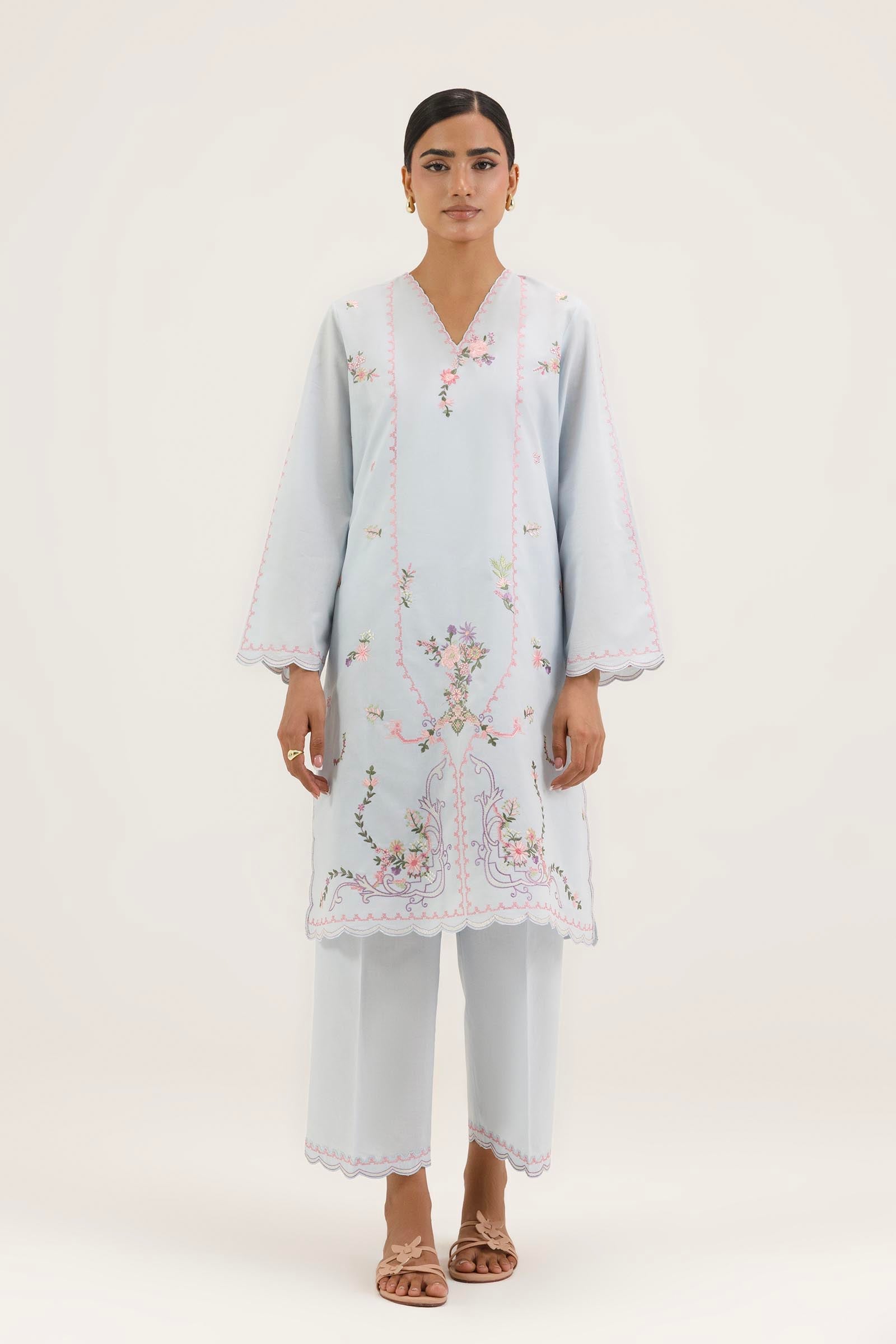 Stitched Embroidered Lawn Shirt+ Culotte