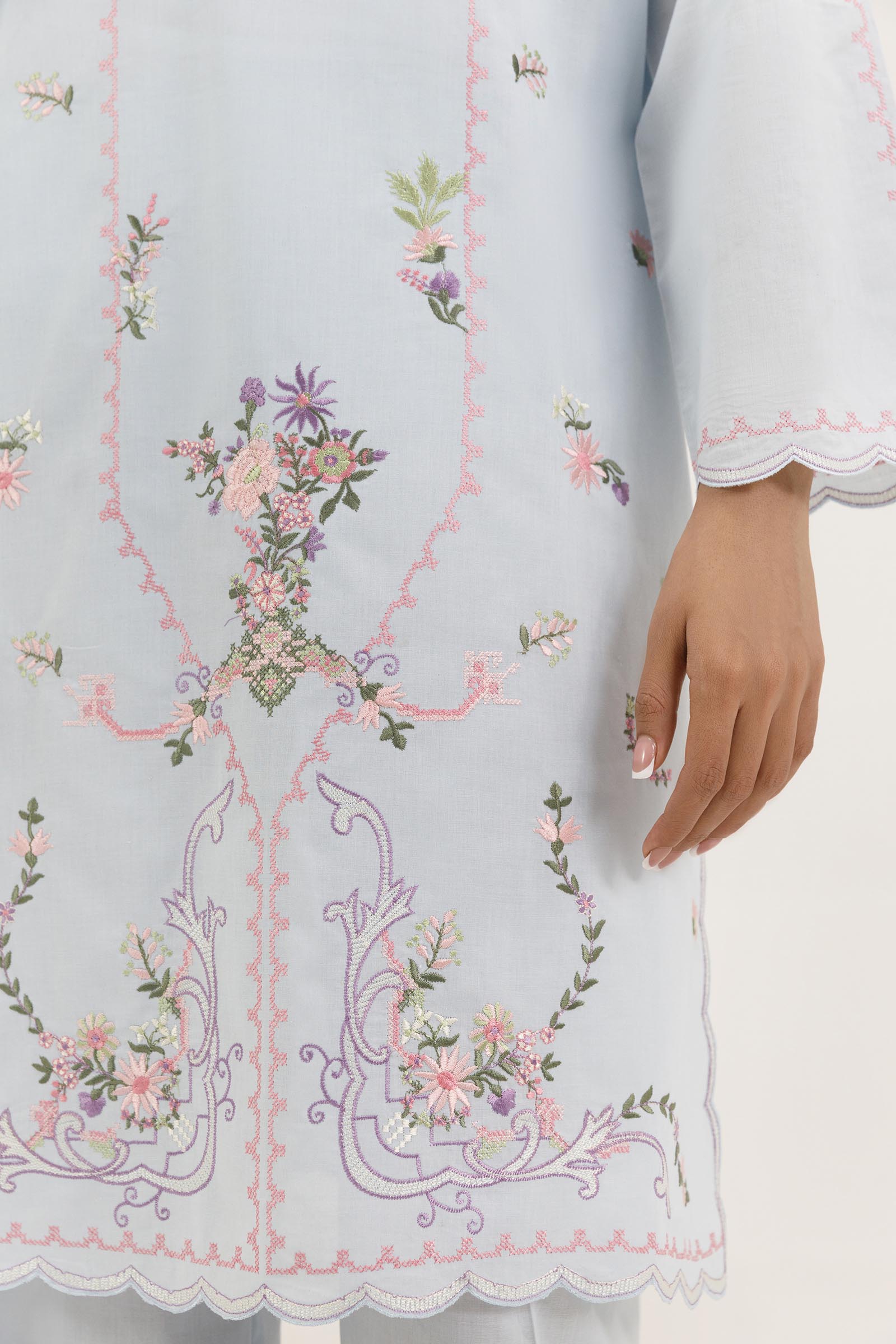 Stitched Embroidered Lawn Shirt+ Culotte