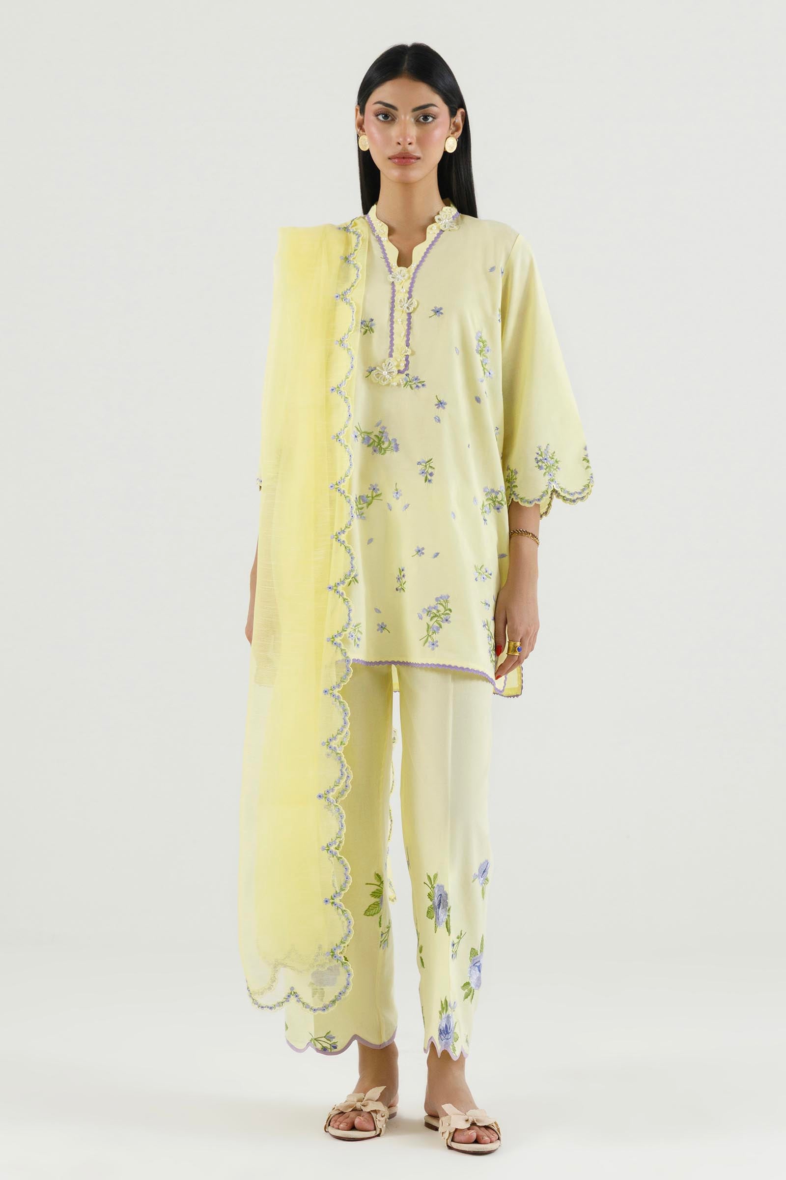 Stitched Embroidered Lawn Suit