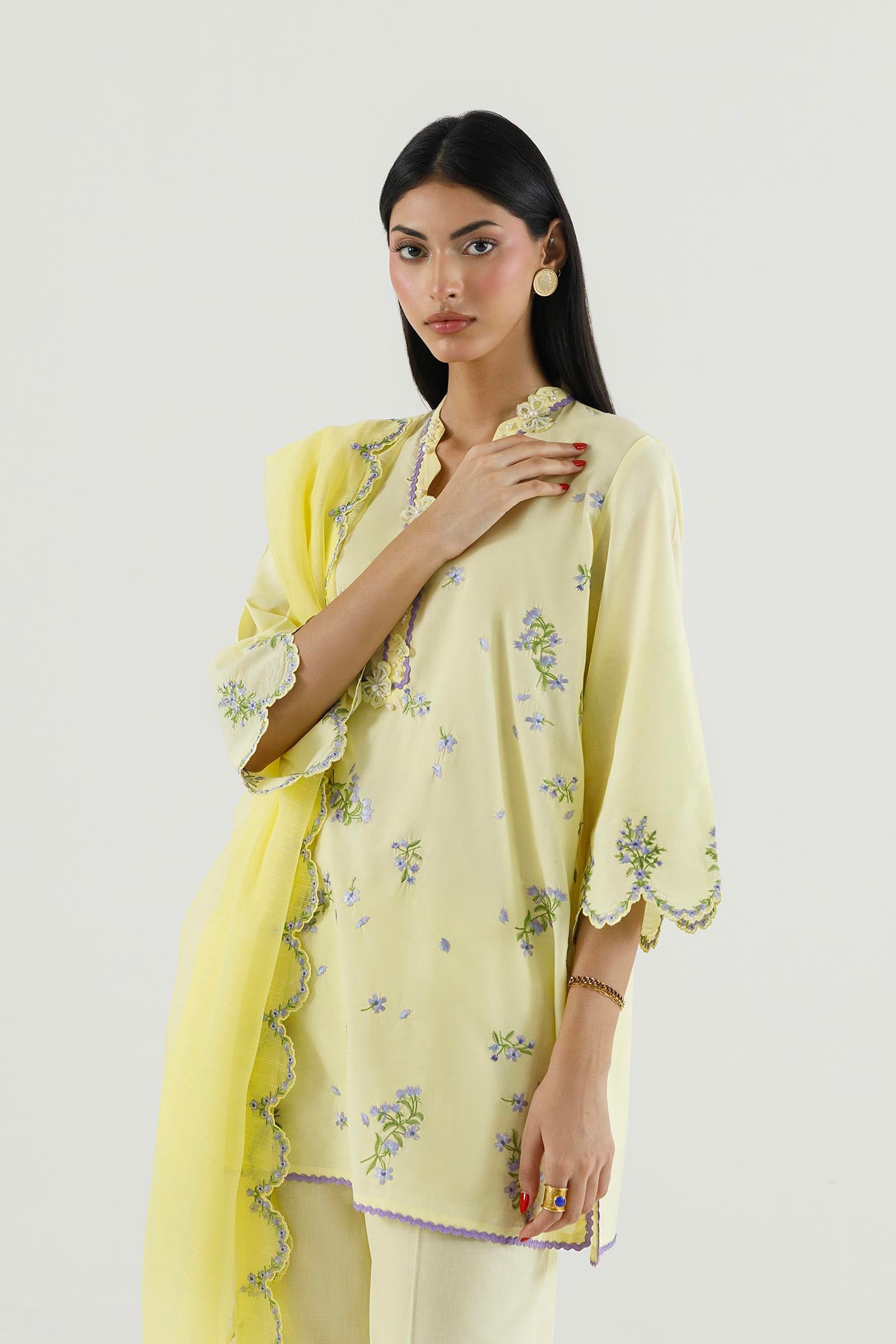 Stitched Embroidered Lawn Suit