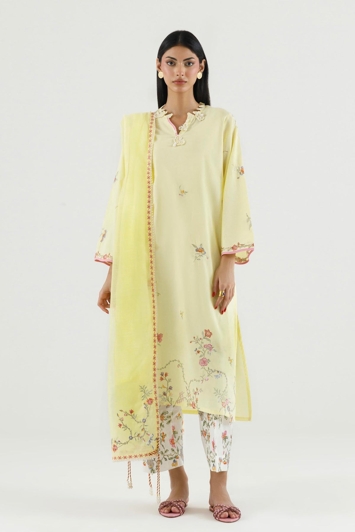 Stitched Embroidered Lawn Suit