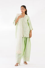 Stitched Embroidered Sheesha Silk Shirt+ Shalwar