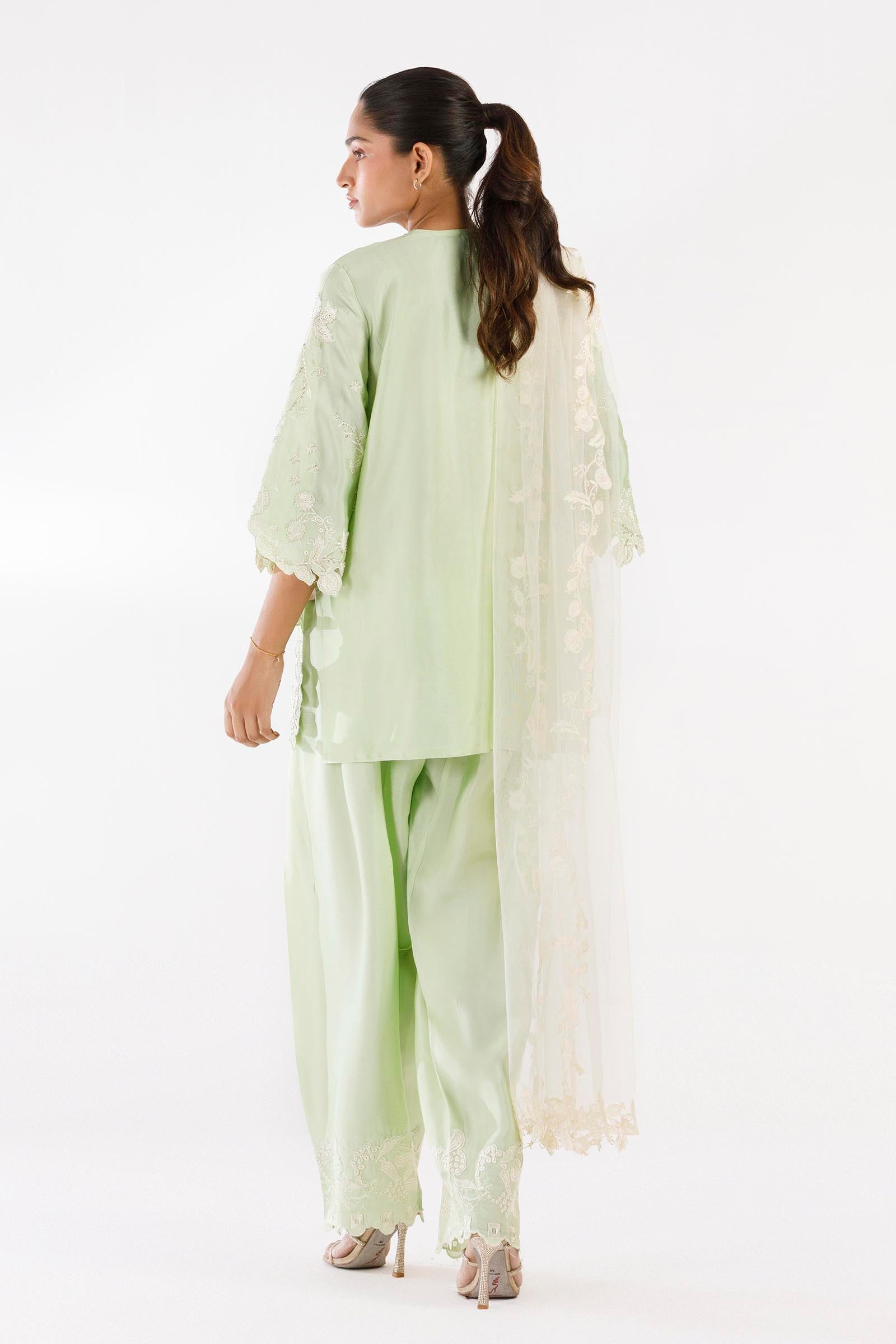 Stitched Embroidered Sheesha Silk Shirt+ Shalwar