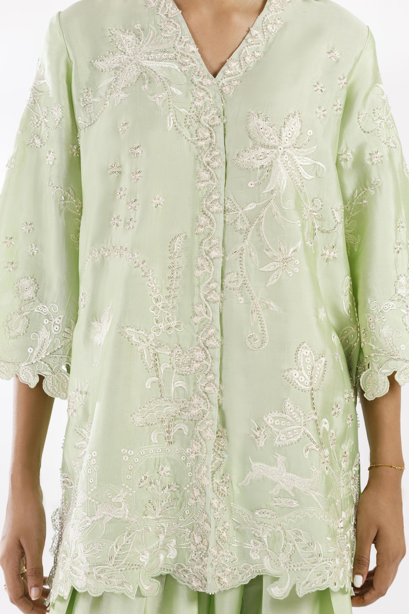 Stitched Embroidered Sheesha Silk Shirt+ Shalwar