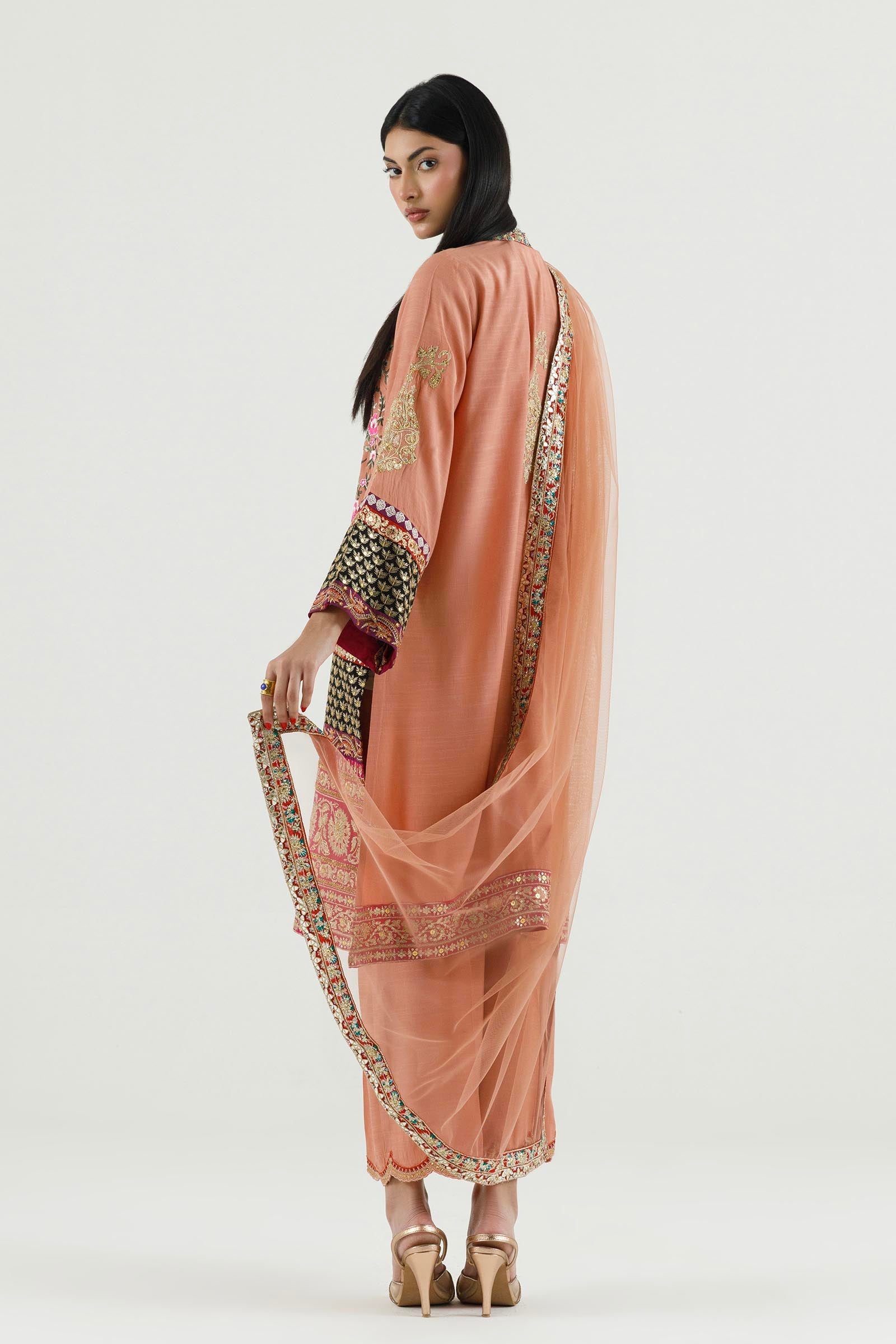 Stitched Embroidered Raw Silk Suit