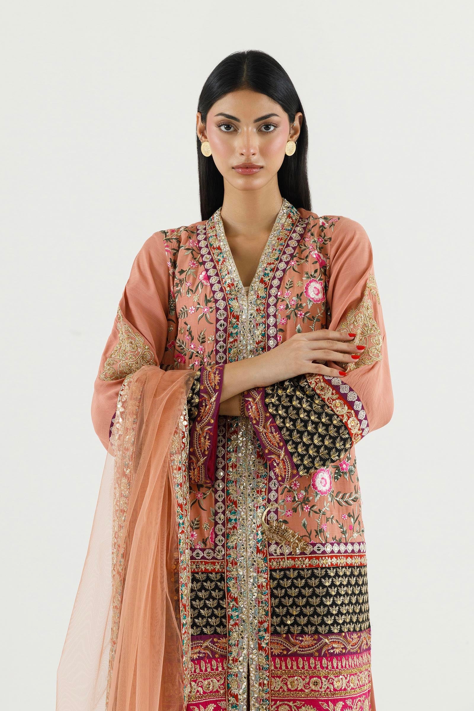 Stitched Embroidered Raw Silk Suit