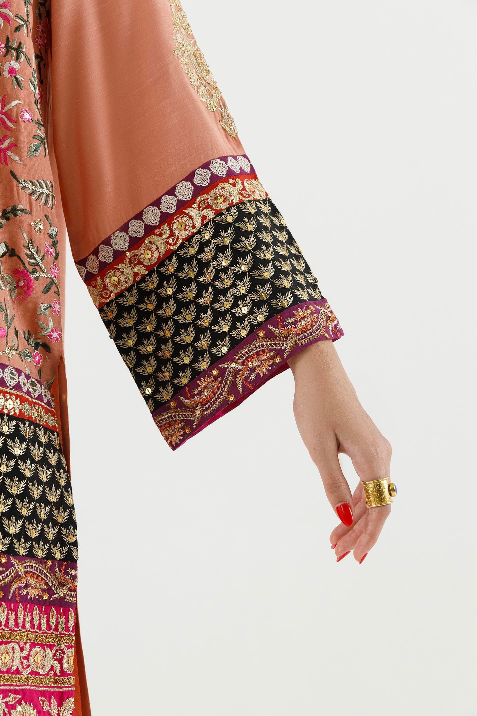 Stitched Embroidered Raw Silk Suit