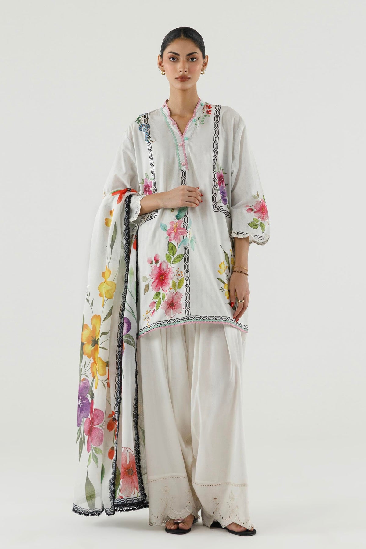 Stitched Printed Cambric Shirt+ Dupatta