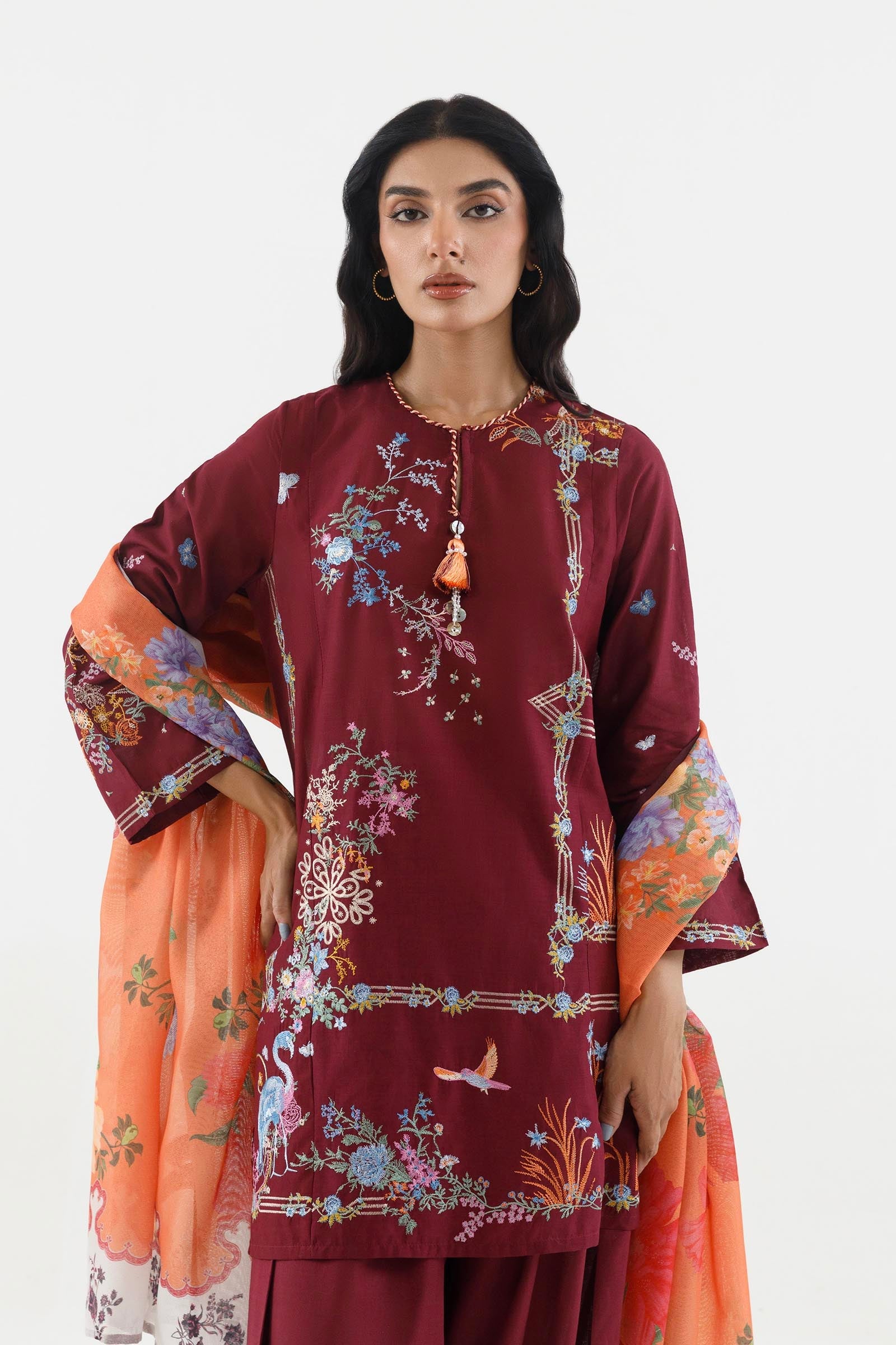 Stitched Embroidered Muzlin Lawn Suit