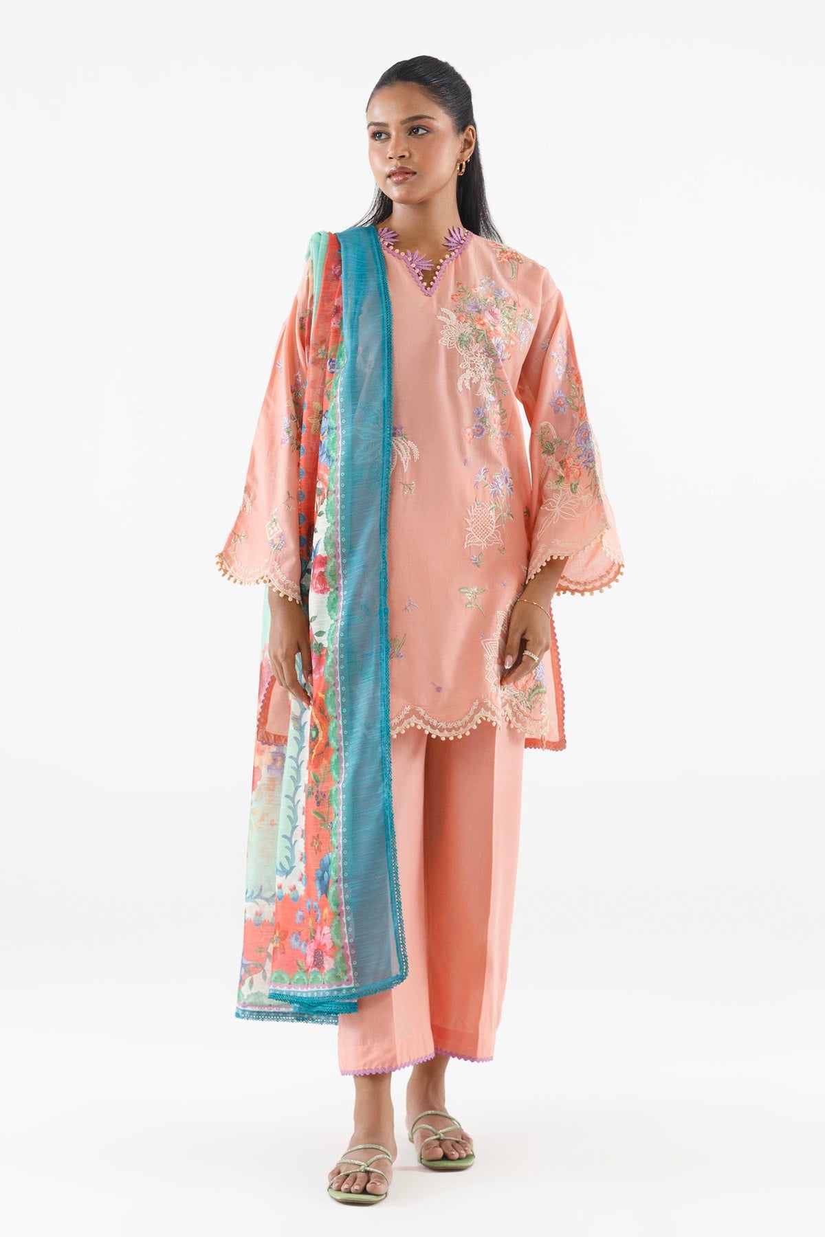 Stitched Embroidered Muzlin Suit