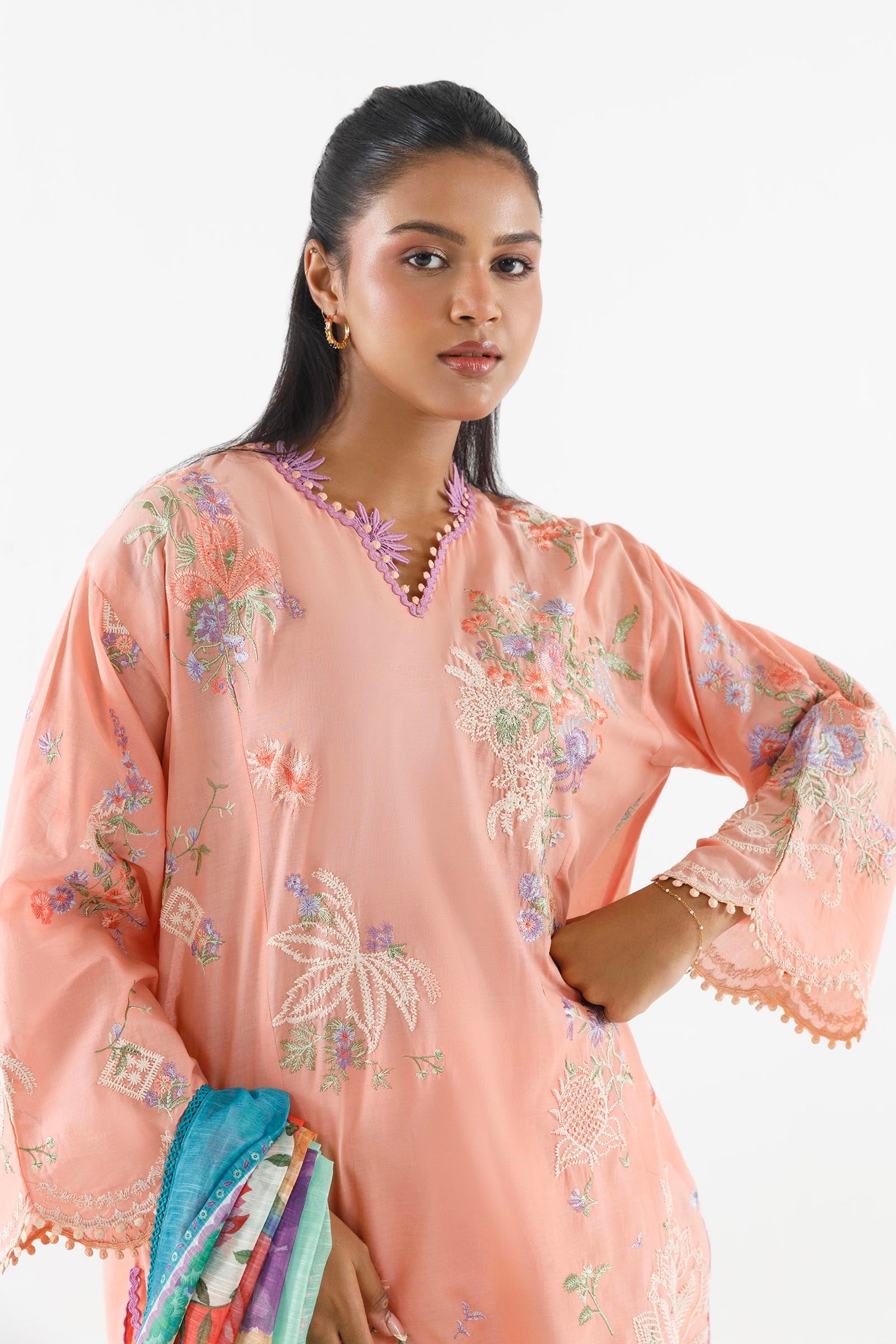 Stitched Embroidered Muzlin Suit