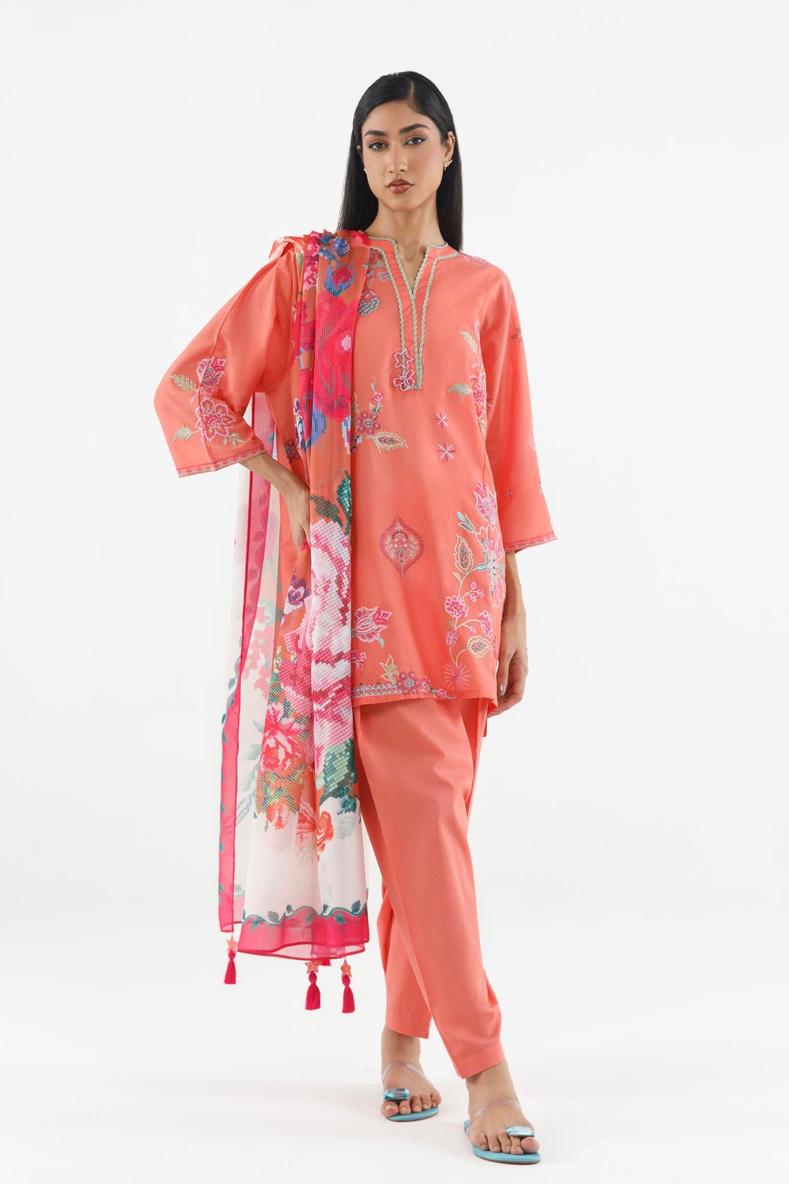 Stitched Embroidered Muzlin Suit