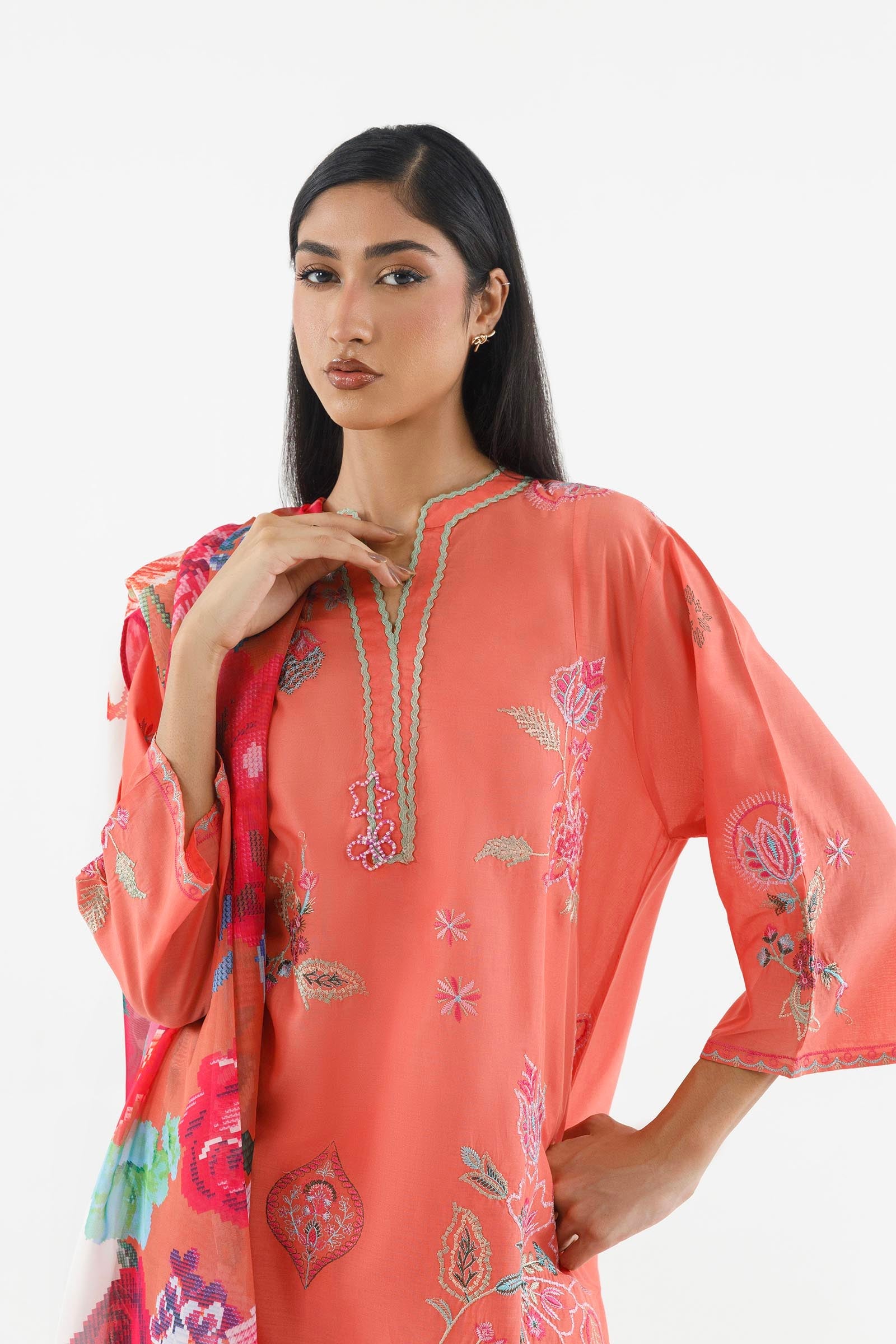 Stitched Embroidered Muzlin Suit