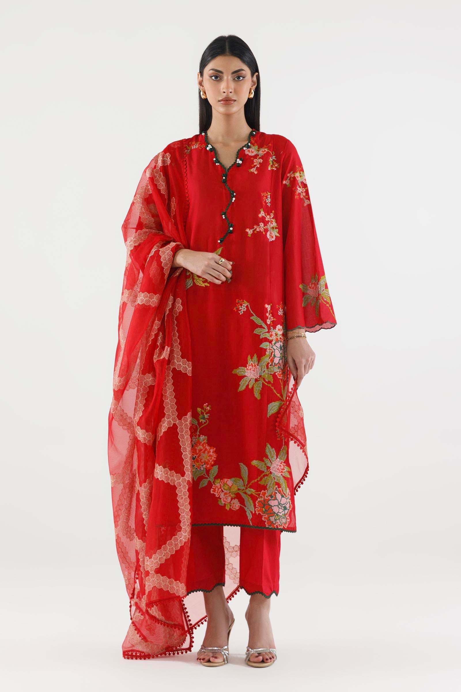 Stitched Embroidered Muzlin Suit