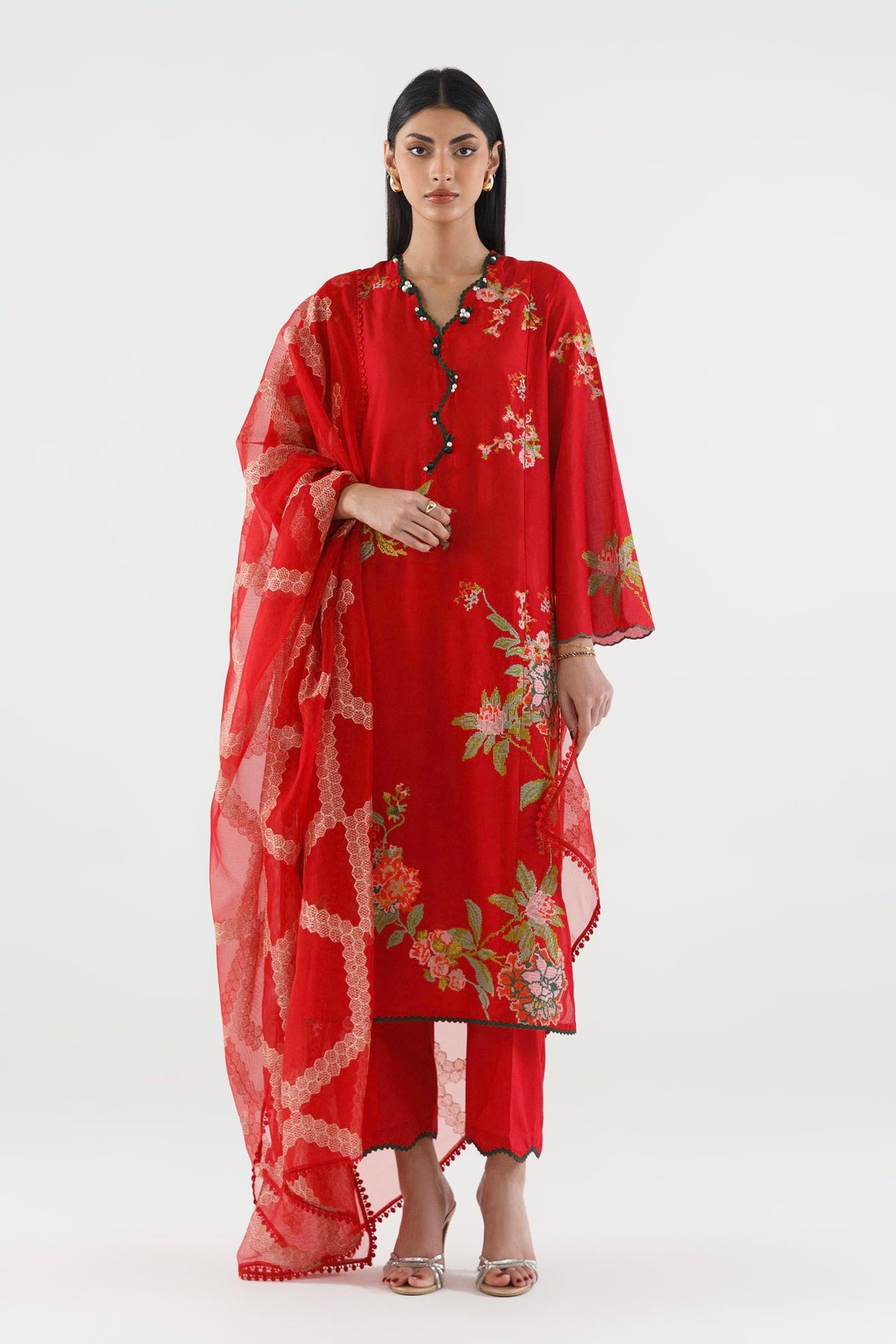 Stitched Embroidered Muzlin Suit