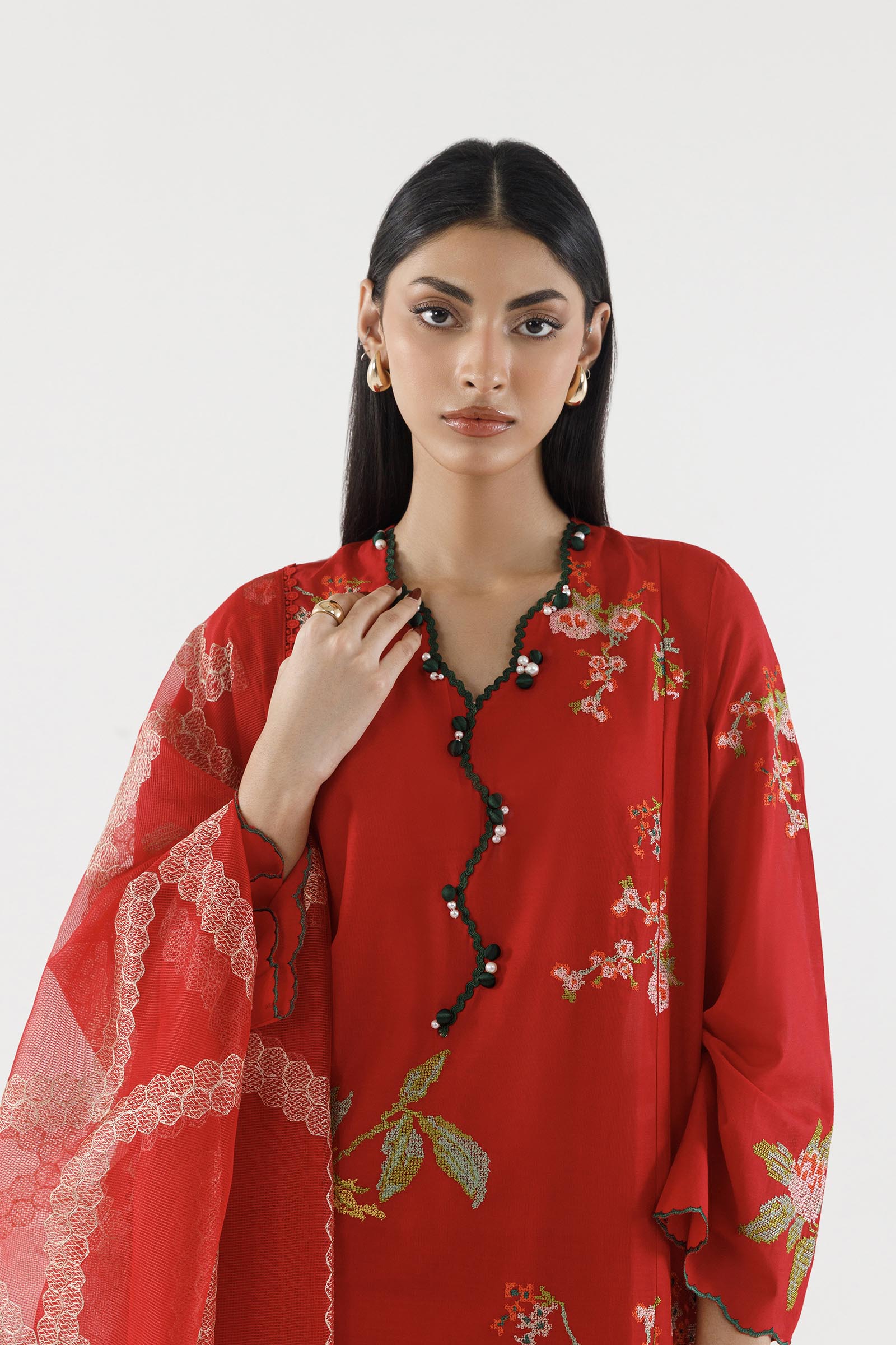 Stitched Embroidered Muzlin Suit