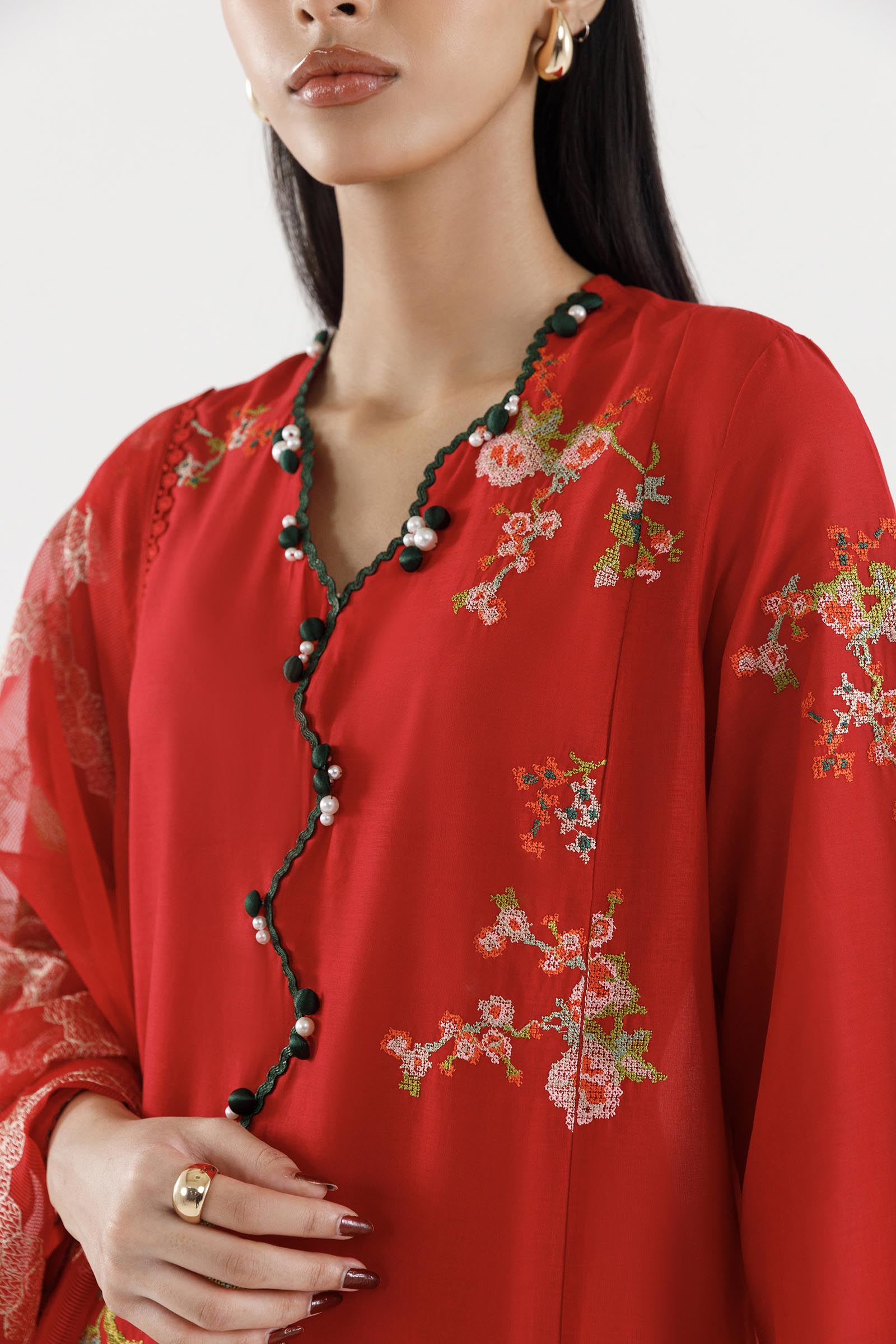 Stitched Embroidered Muzlin Suit