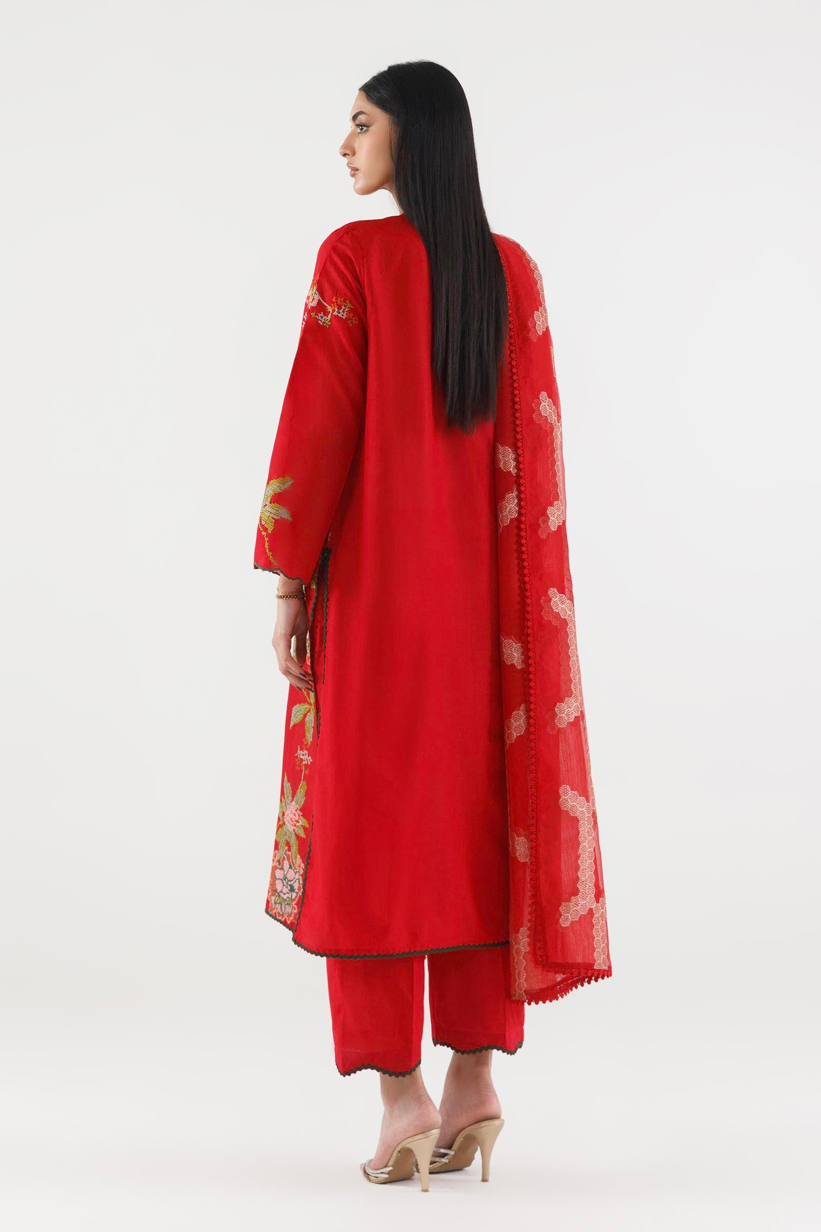 Stitched Embroidered Muzlin Suit